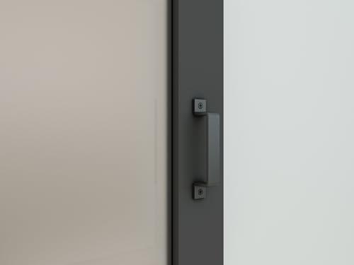CALHOME Calhome 36 in. x 84 in. 5 Lite Pre Assembled Frosted Glass Black MDF Interior Sliding Barn Door with Hardware Kit Door Handle