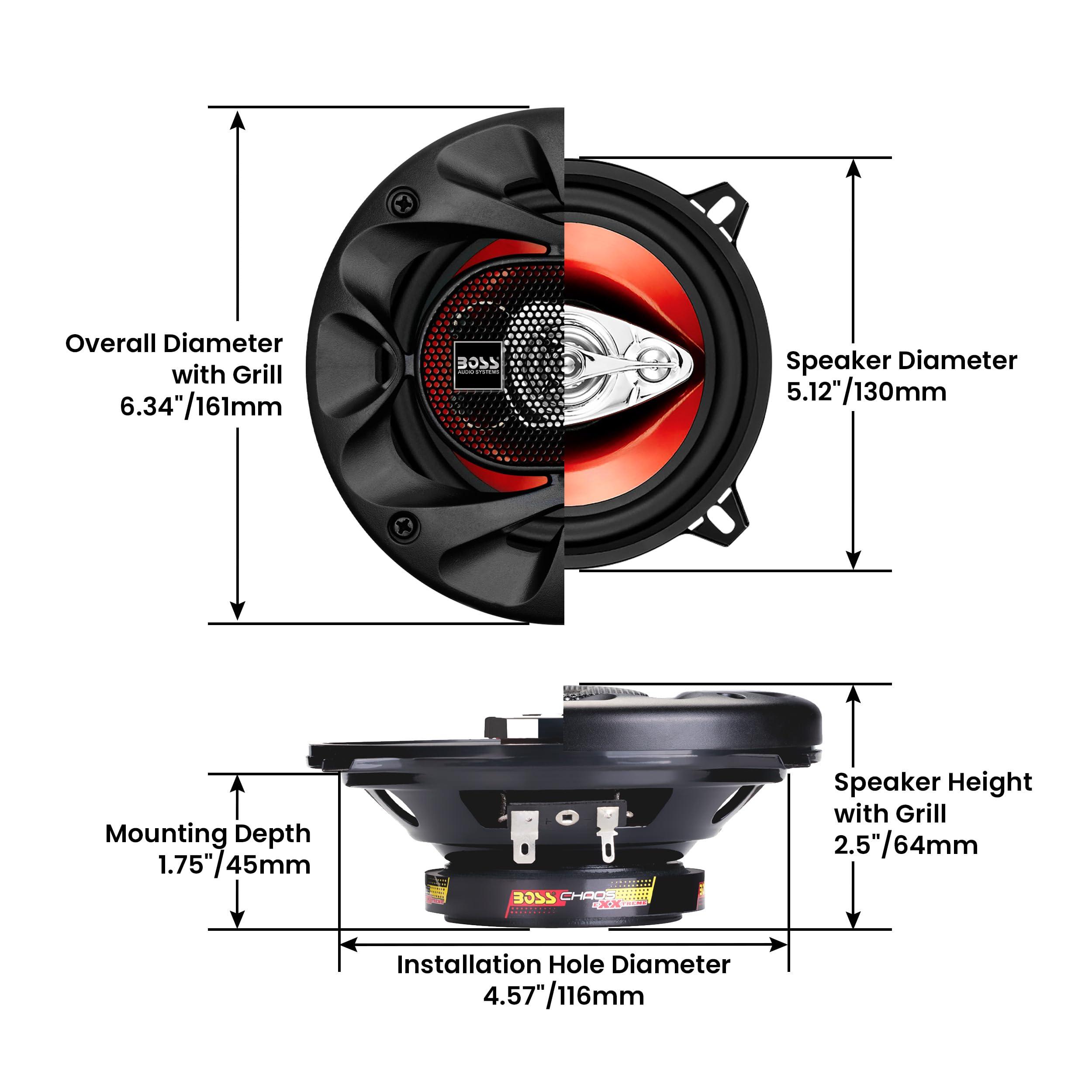 BOSS Audio Systems BOSS Audio Systems CH5530 Chaos Series 5.25 Inch Car Door Speakers - 225 Watts Max (per Pair), Coaxial, 3 Way, Full Range, 4 Ohms, Sold in Pairs, Bocinas para Carro