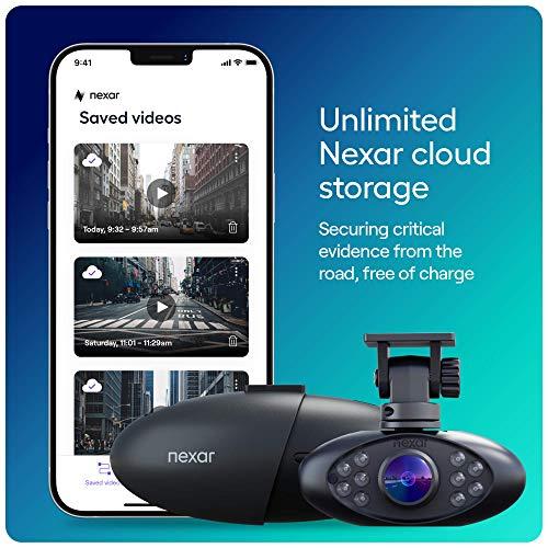 Nexar Nexar Pro Dual Dash Cam - 1 Year Nexar App Subscription Included - Unlimited Cloud Storage, Drive Recordings, Parking Mode, Night Vision, All Inside The Nexar App - WiFi HD Front Dash Cam (32 GB SD)
