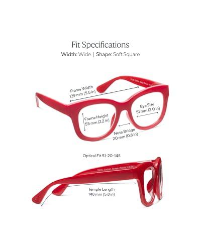 Peepers by PeeperSpecs Peepers by PeeperSpecs Women's Center Stage Soft Square Oversized Blue Light Blocking Progressive Reading Glasses, Red, 1.50 + 1.5
