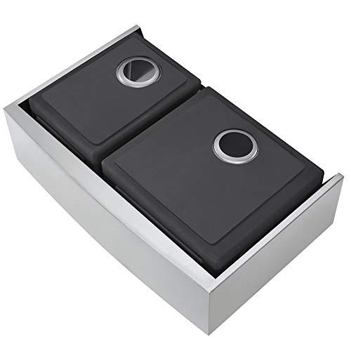 ZUHNE ZUHNE Stainless Steel Double Basin Farmhouse Sink 60/40 (33-Inch Curved Apron Front)