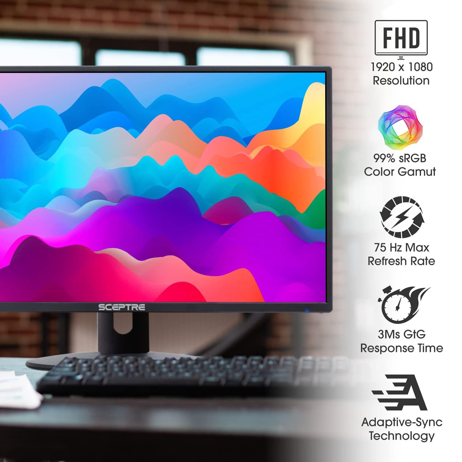 Sceptre Sceptre 27" Curved FHD 75Hz LED Monitor (C275W-1920RN) 24" Professional Thin 1080p LED Monitor (E248W-19203R Series)