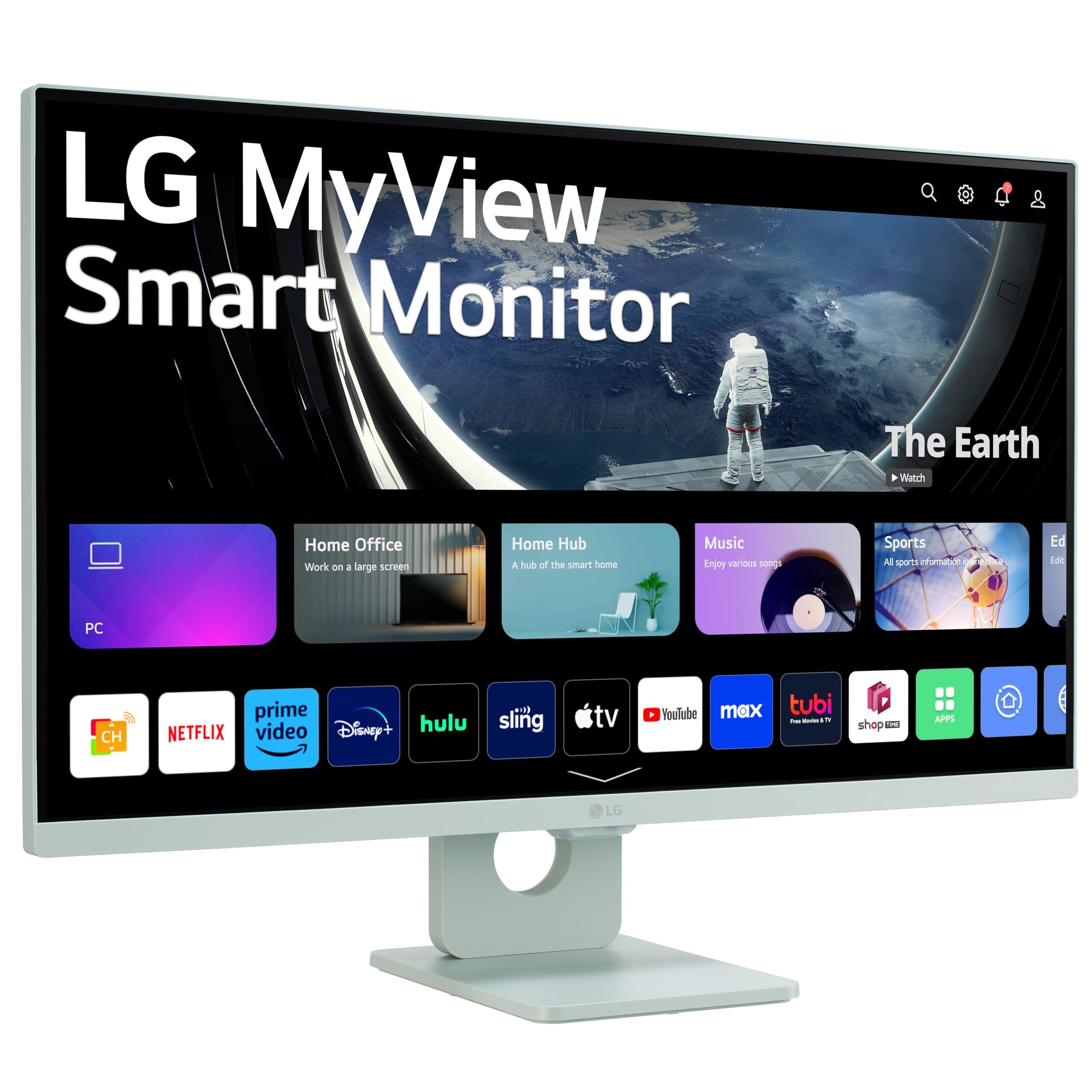 LG LG 27SR50F-G MyView Smart Monitor 27-Inch FHD (1920x1080) IPS Display, webOS 23, HDR 10, x2 Built-in Speakers, AirPlay 2, Screen Share, Bluetooth, ThinQ App, Remote Control, Green