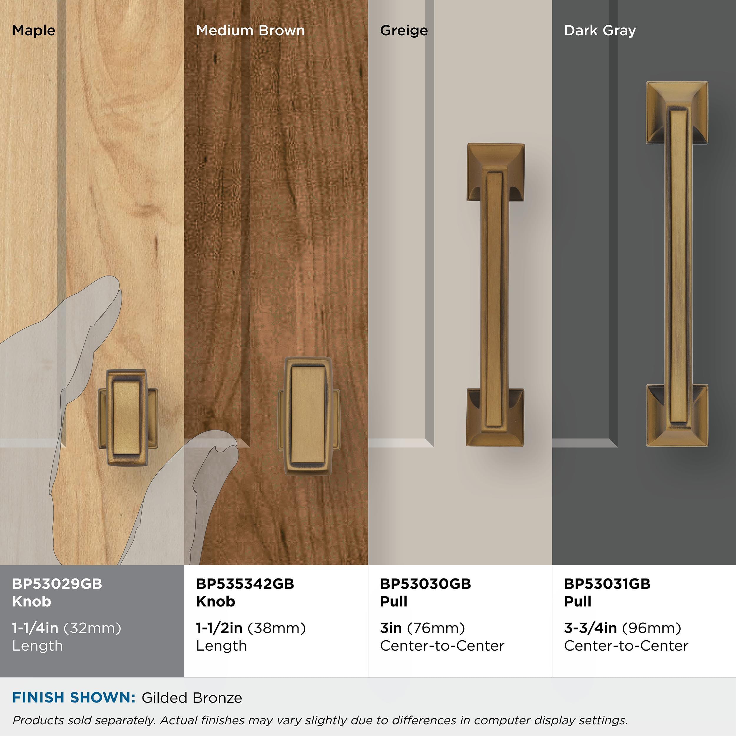 Amerock Amerock | Cabinet Knob | Gilded Bronze | 1-1/4 inch (32 mm) Length | Mulholland | 1 Pack | Drawer Knob | Cabinet Hardware