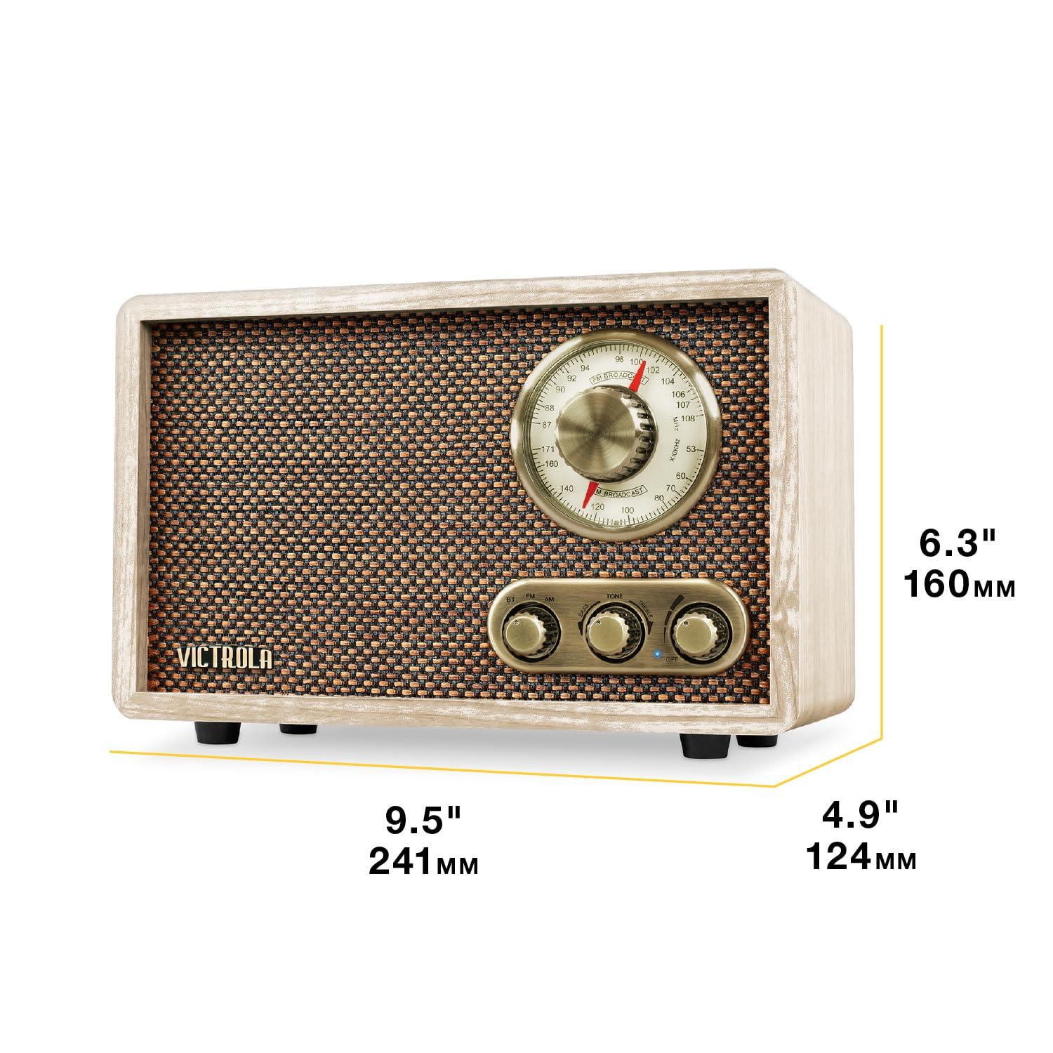 Victrola Victrola Retro Wood Bluetooth Radio with Built-in Speakers, Elegant & Vintage Design, Rotary AM/FM Tuning Dial, Wireless Streaming, Espresso