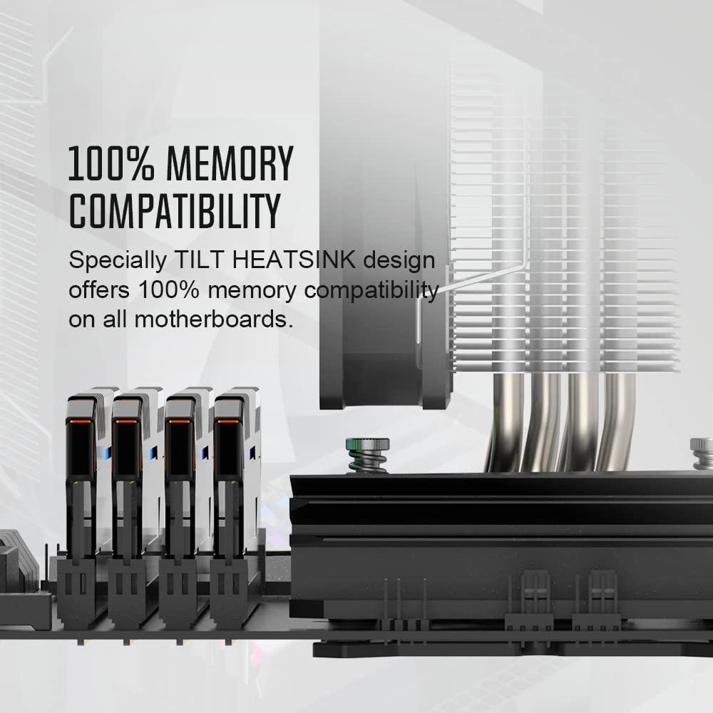 ID-COOLING ID-COOLING SE-214-XT ARGB CPU Cooler 4 Heatpipes CPU Air Cooler ARGB Light Sync with Motherboard(5V 3-PIN Connector) CPU Fan for Intel/AMD, LGA 1700 Compatible