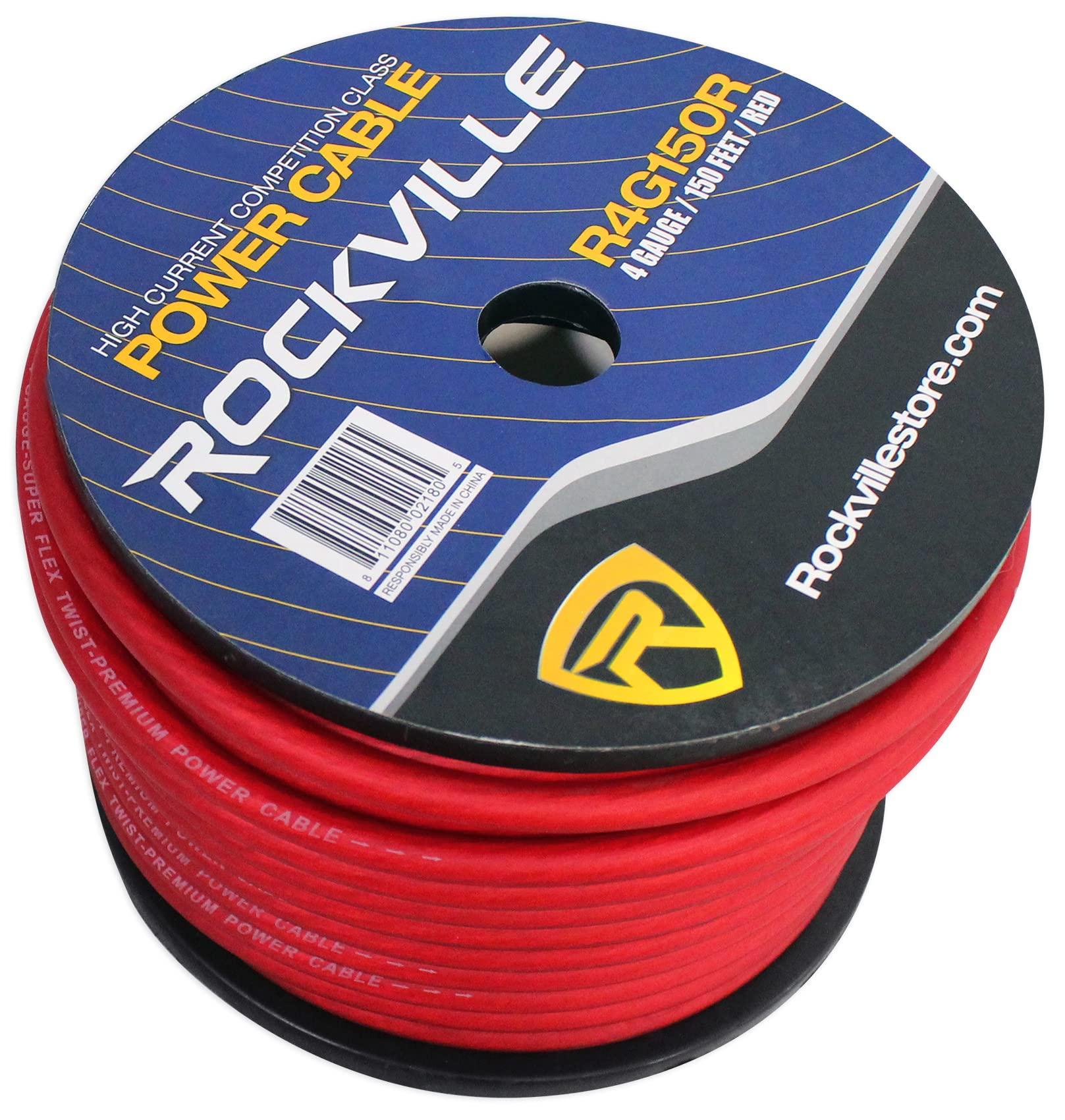 Rockville Rockville R4G150R 4 AWG Gauge 150' Car Amp Power/Ground Wire Spool