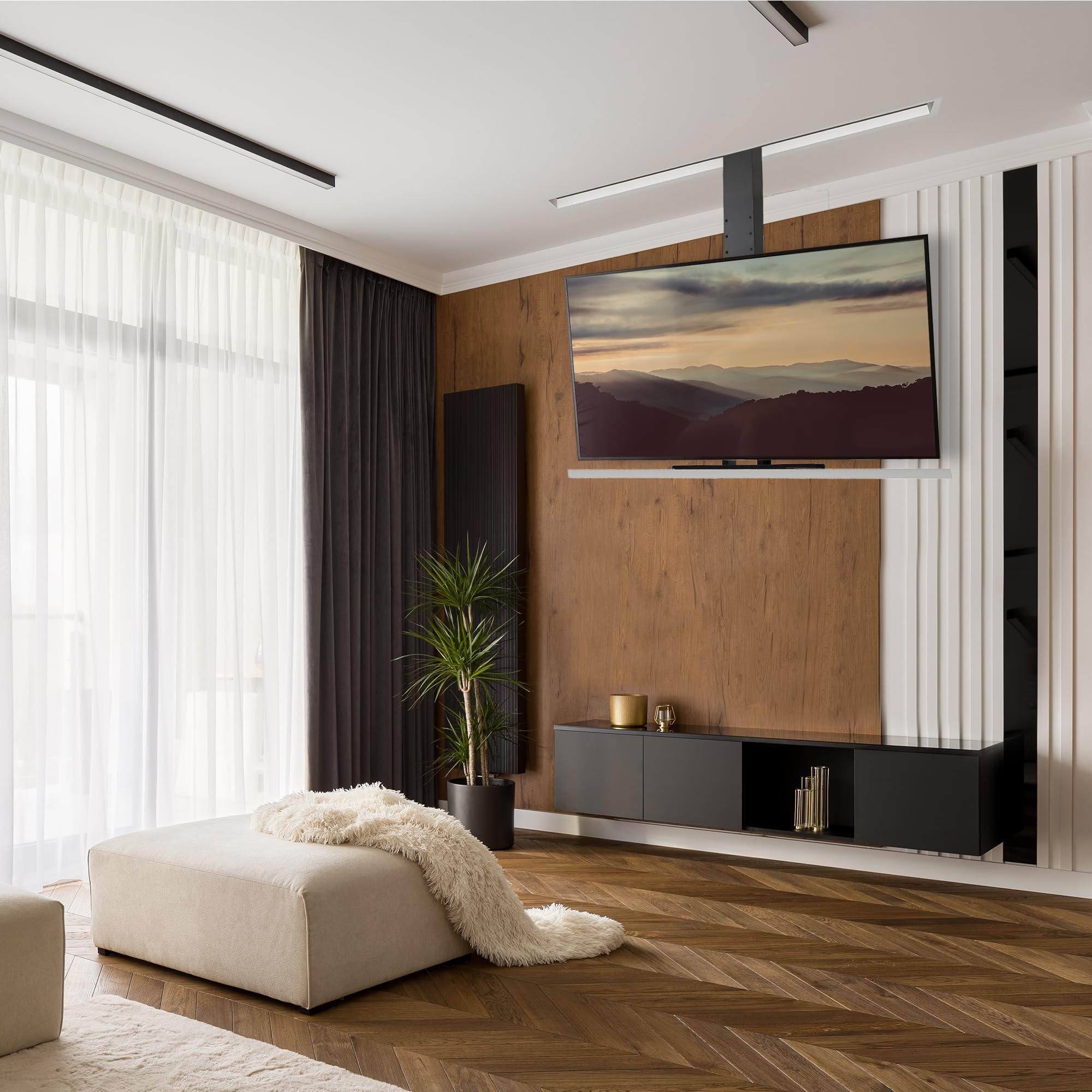 VIVO VIVO Motorized Drop Down Ceiling TV Mount for 32 to 55 inch Screens, Vertical Electric Television Bracket with Remote Control, Compact Design for Enclosures, Black, MOUNT-E-DN55