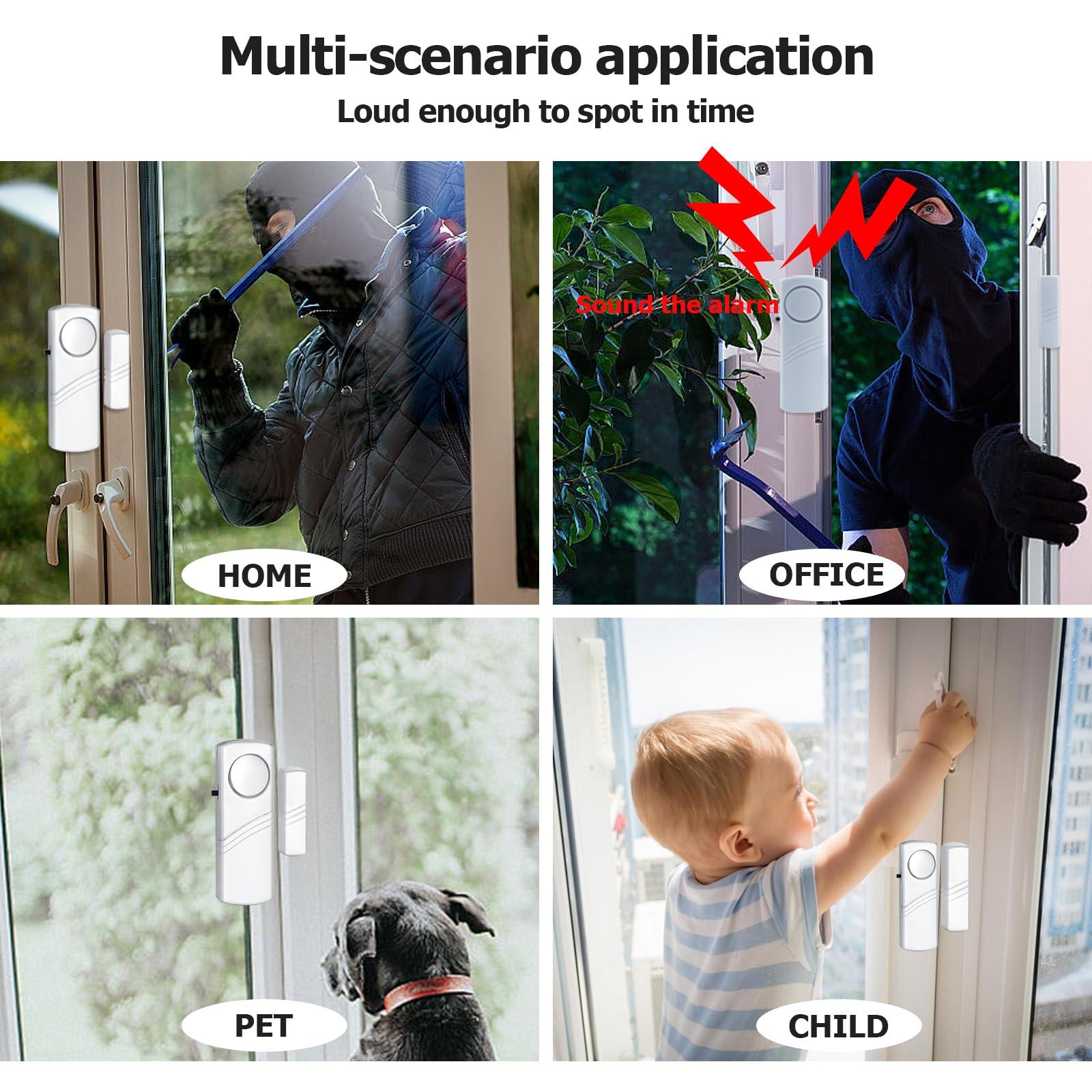 PLOJOP Security Door Window Alarm, 90DB Wireless Sensor Door Window Burglar Alarm, Door Alarms for Kids Safety, Easy Installation Doorbell Alarms for Office House Window Pool (16 Pack)