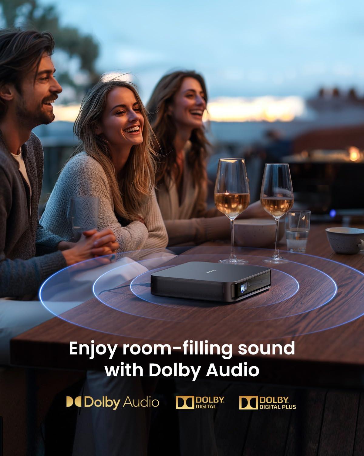 Dangbei Dangbei Atom Laser Projector, 1200 ISO Lumens, 3D Ready, Official Netflix, 1080p HD with 4K HDR Input, 180" Display, HDR10, 2x5W Dolby Audio Speakers, Home Theater Projector with WiFi and Bluetooth