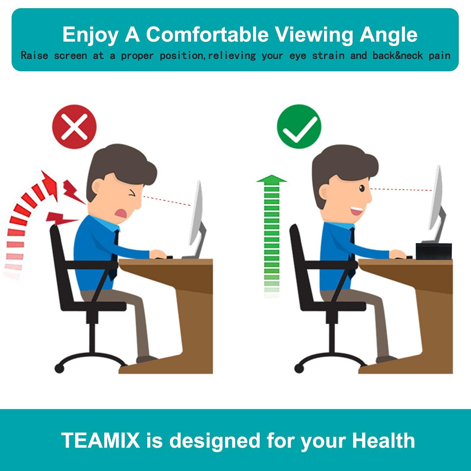 TEAMIX TEAMIX 14.2 inch Monitor Stand Riser, Rustic Brown Wood Monitor Riser with Storage for Desk Small Monitor Stand TV/Screen/PC/Laptop Riser Computer Stand Desktop Shelf (Brown-14.2 inch)