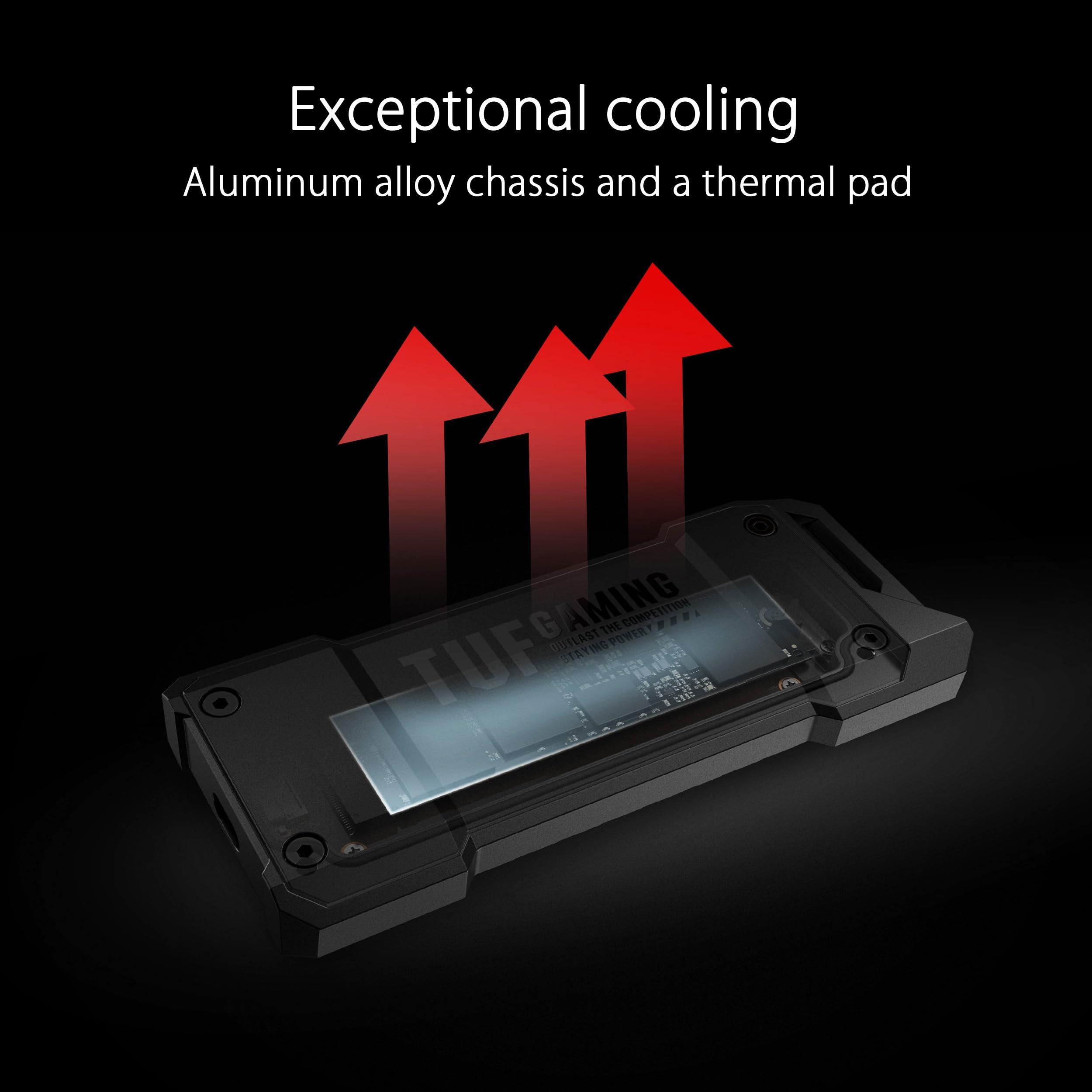 ASUS TUF Gaming AS1000 (USB-C 3.2 Gen 2x1 Portable M.2 NVMe PCIe SSD 1 TB, Aluminum Alloy Chassis with a Thermal pad, Military Grade MIL-STD-810H Drop Resistance, and IP68 Water/dust Resistance)