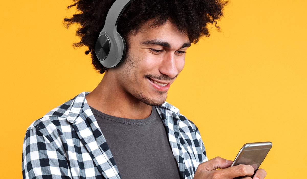 SOUNDBOUND SOUNDBOUND Hands Free Wirless Over The Head Headphones Powerful Wireless Headphones Over Ear, Comfortable Big Cup (Gunmetal)