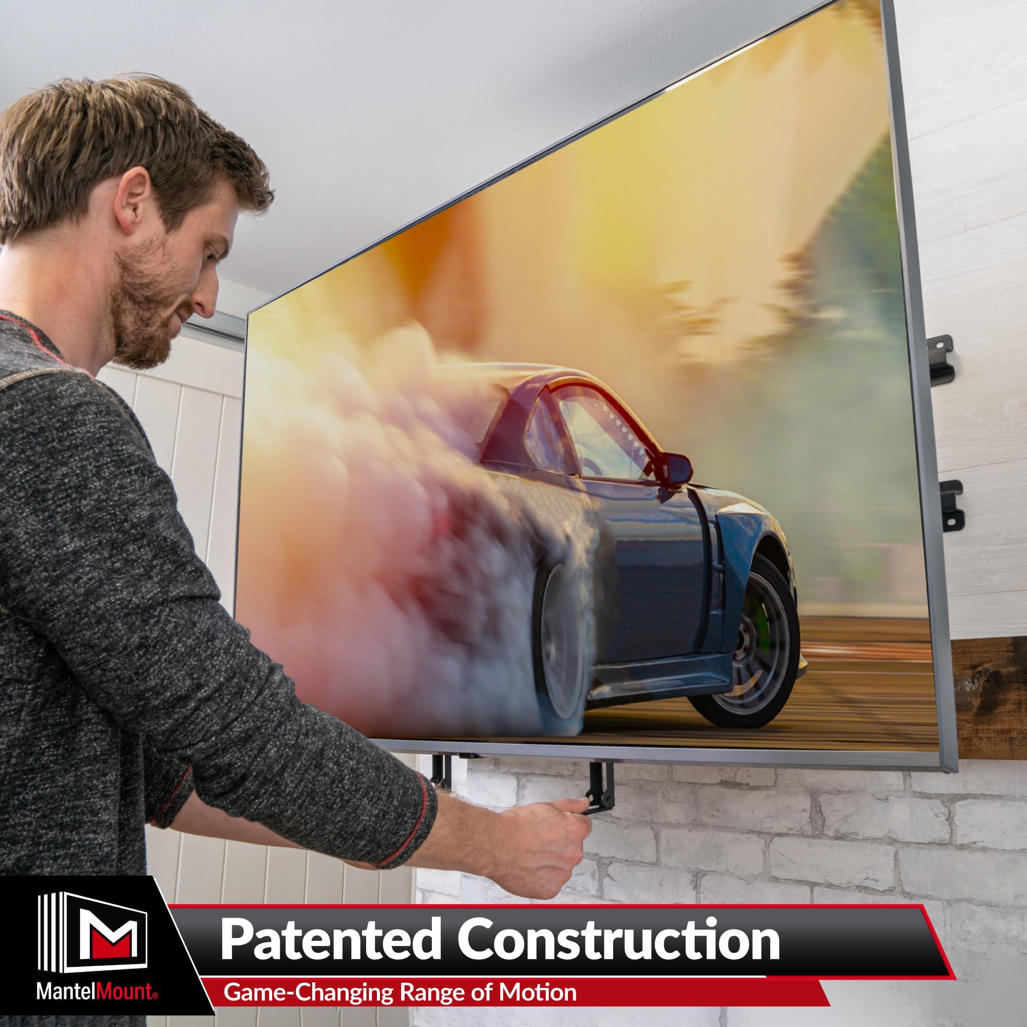 MantelMount MantelMount- MM340 above Fireplace Pull Down TV Mount- Televisions 44\" to 80\" Up to 90 lbs - Safe Auto-Adjusting TV Mounts - Patented Motion Stops, Handles, Balancing Technology - Superior Steel