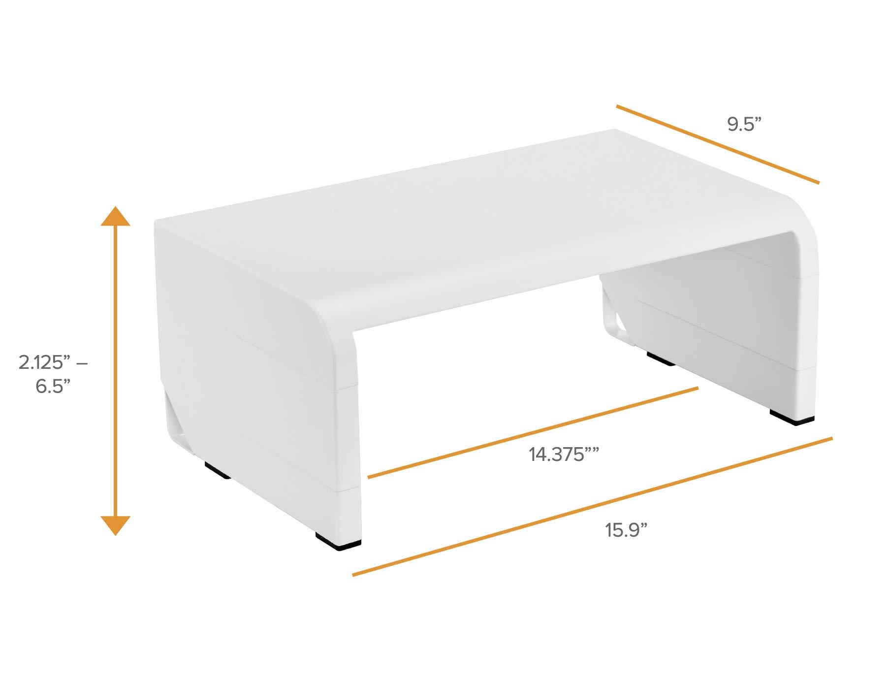 Bostitch Bostitch Office Konnect Adjustable Monitor Stand Riser, 4 Height Adjustments, Built-In Cable Management, Rubber Feet - White