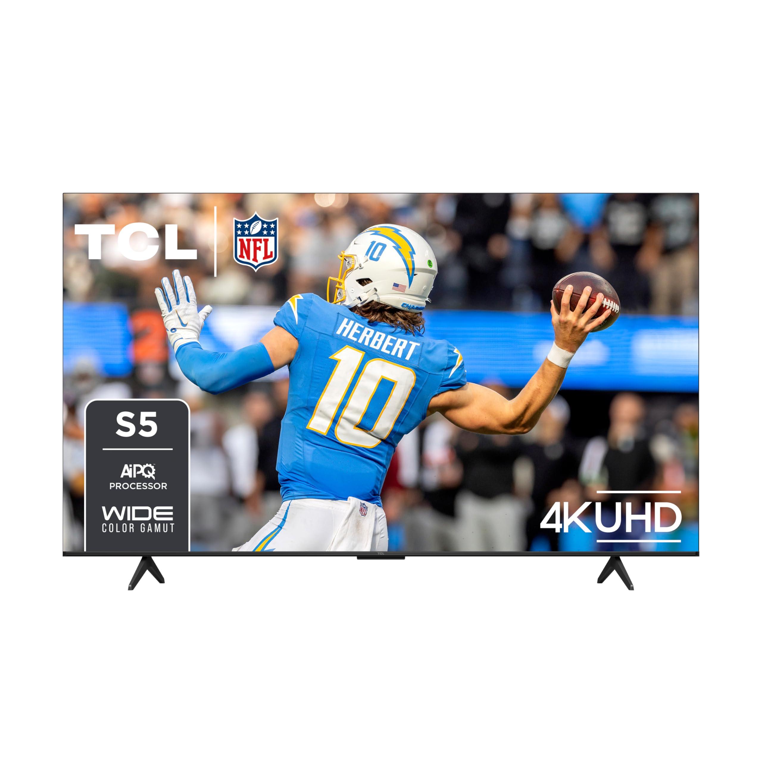 TCL TCL 65-Inch Class S5 4K UHD LED Smart TV with Google TV (65S551G, 2024 Model), Google Assistant Built-in with Voice Remote, Compatible with Alexa, Streaming Television