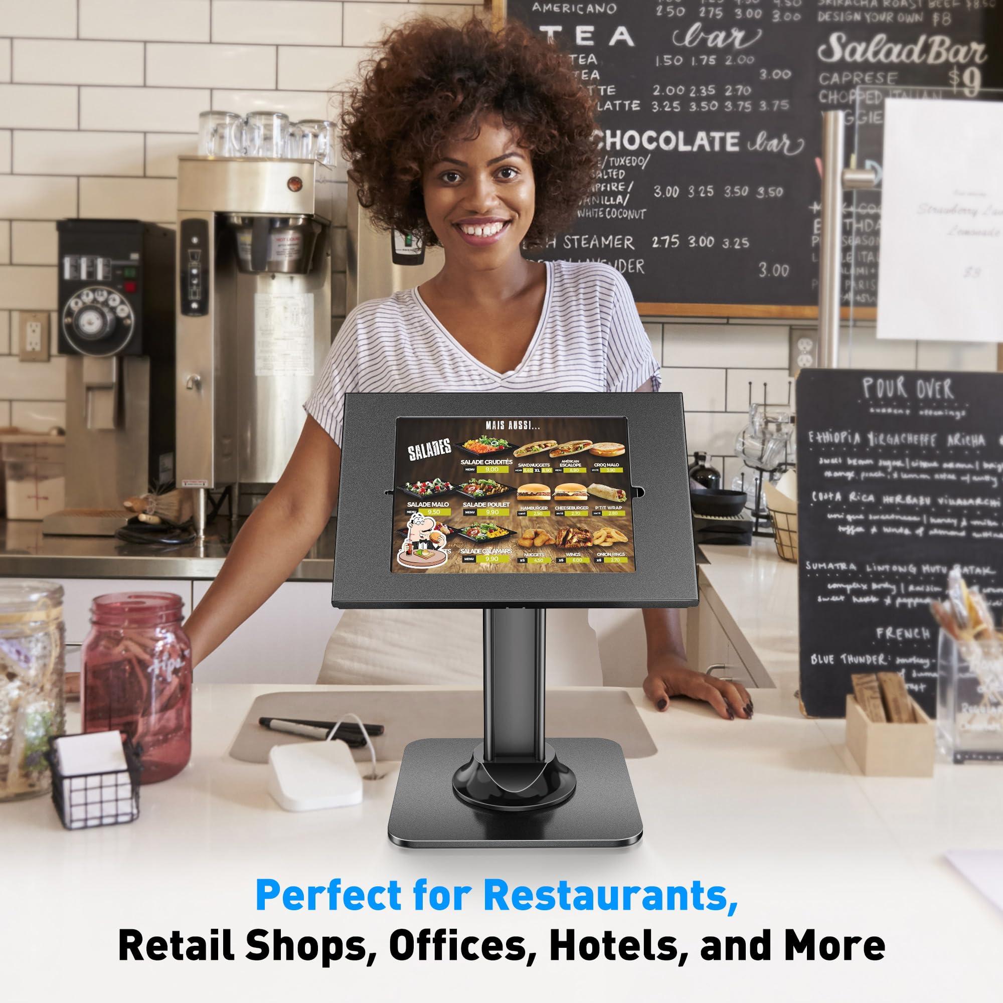 AboveTEK AboveTEK Anti-Theft iPad Kiosk Stand POS iPad Security Stand & Locking Tablet Stand Heavy Duty Base, 360 Swivel, 75 Tilt Bracket Retail Business for iPad/iPad Air/iPad Pro (Black)