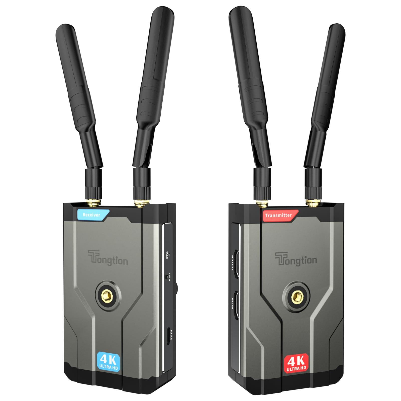 Tongtion Wireless HDMI Transmitter and Receiver 4K, 492FT Range Plug&Play HDMI Extender Kit, 5G HDMI Video Transmission System 4K Full HD for Streaming from DSLR/Laptop/Netflix/YouTube to TV/Projector