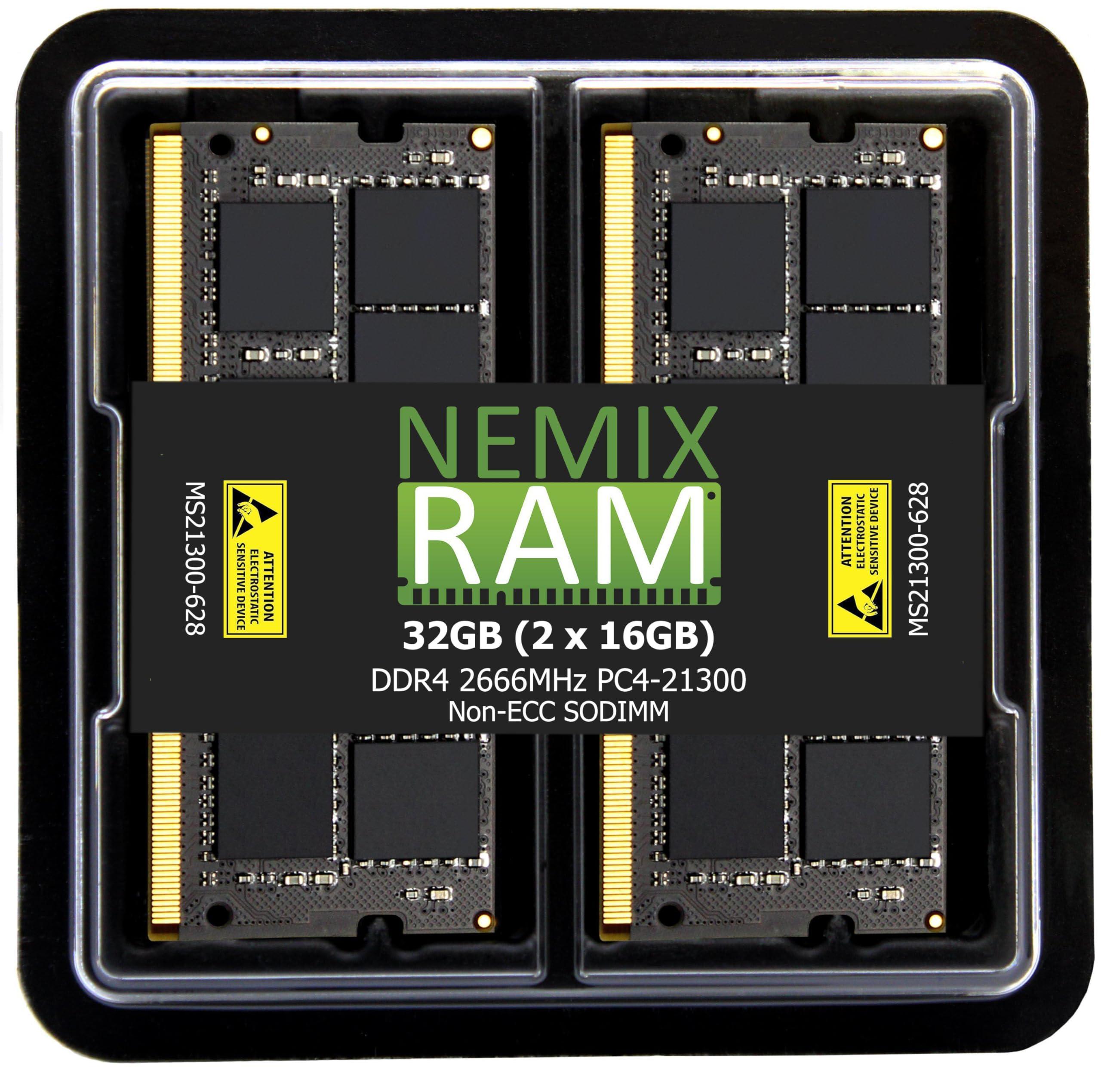 NEMIX RAM NEMIX RAM 32GB (2X16GB) DDR4 2666MHZ PC4-21300 2Rx8 1.2V 260-PIN Non-ECC Unbuffered SODIMM KIT Compatible with QNAP TVS-H674T and TVS-H874T NAS