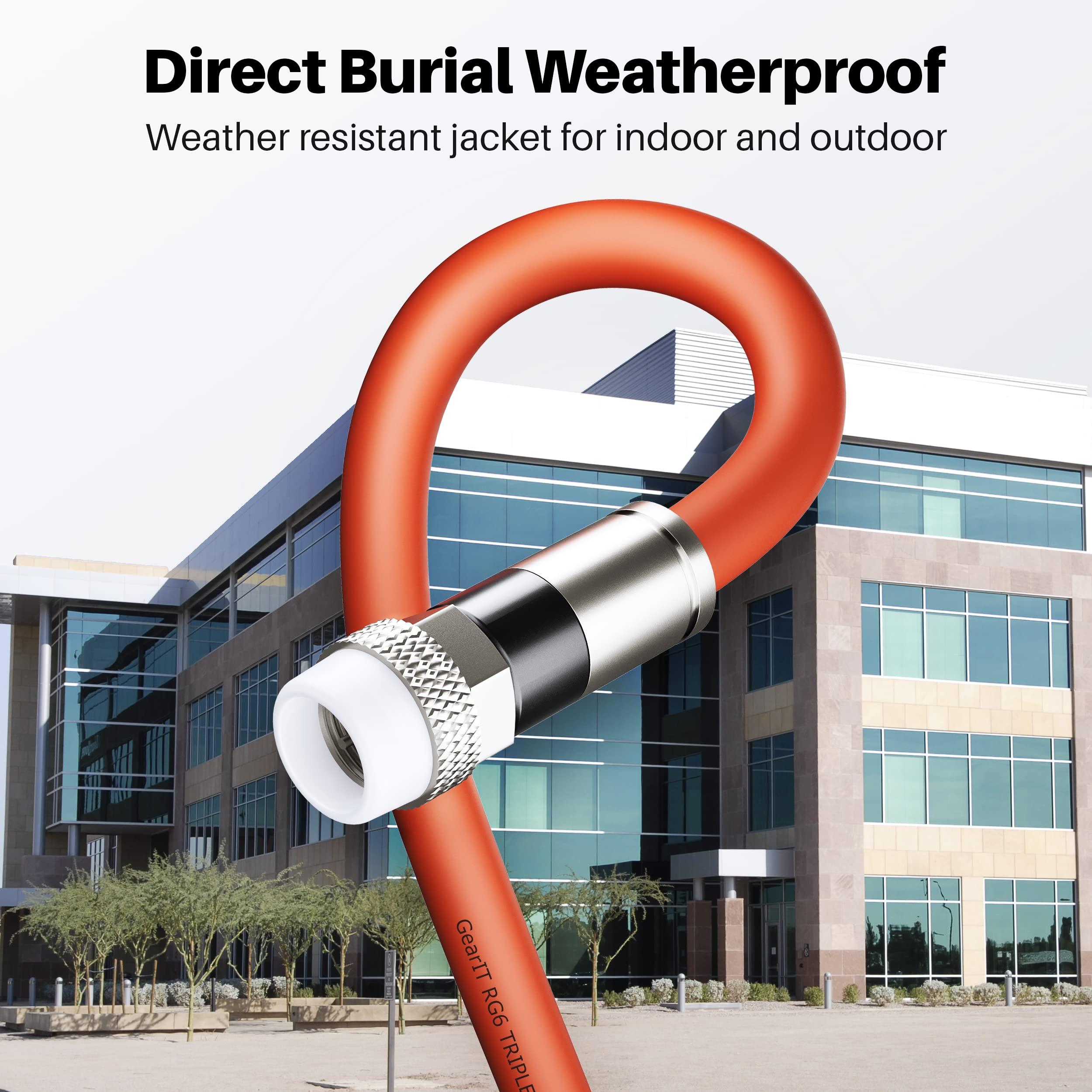 GEARit GEARit Coaxial Cable for Direct Burial (35ft) RG6 70 Ohm RF Rubber Boot Waterproof Underground in-Wall with Rubber Boot, High-Speed Internet, Broadband, Digital TV Aerial, Satellite Cable 35 Feet