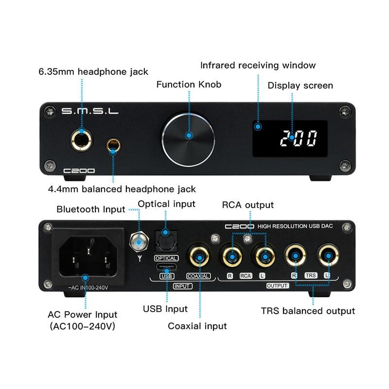 TONGYOR SMSL C200 DAC+Headphone Amplifier with ESS 9038Q2M Chip