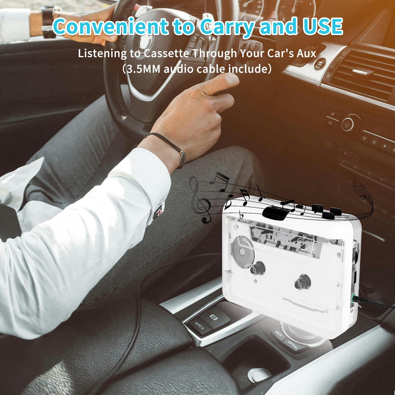 Burtowic Cassette Player- Clear StereoAuto Reverse Cassette Tape Player-Cassette Tape to MP3 Converter with Tape Converter Software-Built-in Cool Copper Wheel MovementEarphone