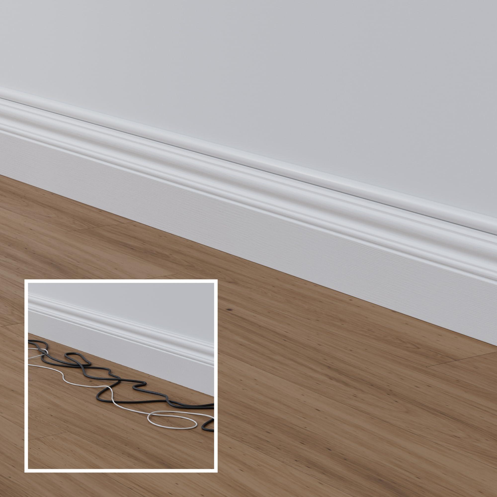 D-Line D-Line Half Round Cord Hider, Patented Cable Cover, Hide TV Wall Mount Wires, Raceway for Cords, Decorative Wire Covers, Paintable, Adhesive Cable Concealer, 2X 0.78in W x 0.39in H x 39in L, White