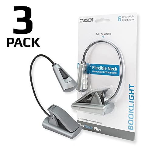 Carson Carson FlexNeck Plus Ultra Bright, Fully Adjustable LED Gooseneck Reading Lights for Books, Magazines, E-Readers, Tablets, Kindles, Nooks, Crafts and Hobbies - Set of 3 (FL-66MU)