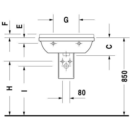Duravit Duravit 0300550000 Starck 3 Bathroom Sink with Faucet Hole and Overflow White