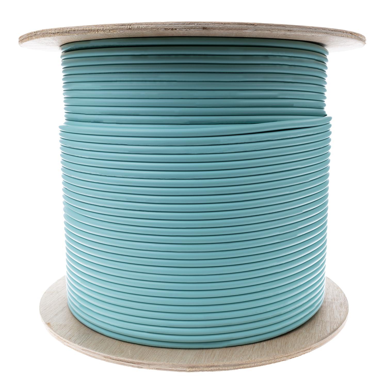 CableWholesale 1000ft Aqua Indoor Fiber Optic Cable Spool - 6 Fiber Multimode 50/125 OM3, 10 Gbit, Riser Rated - UL Certified