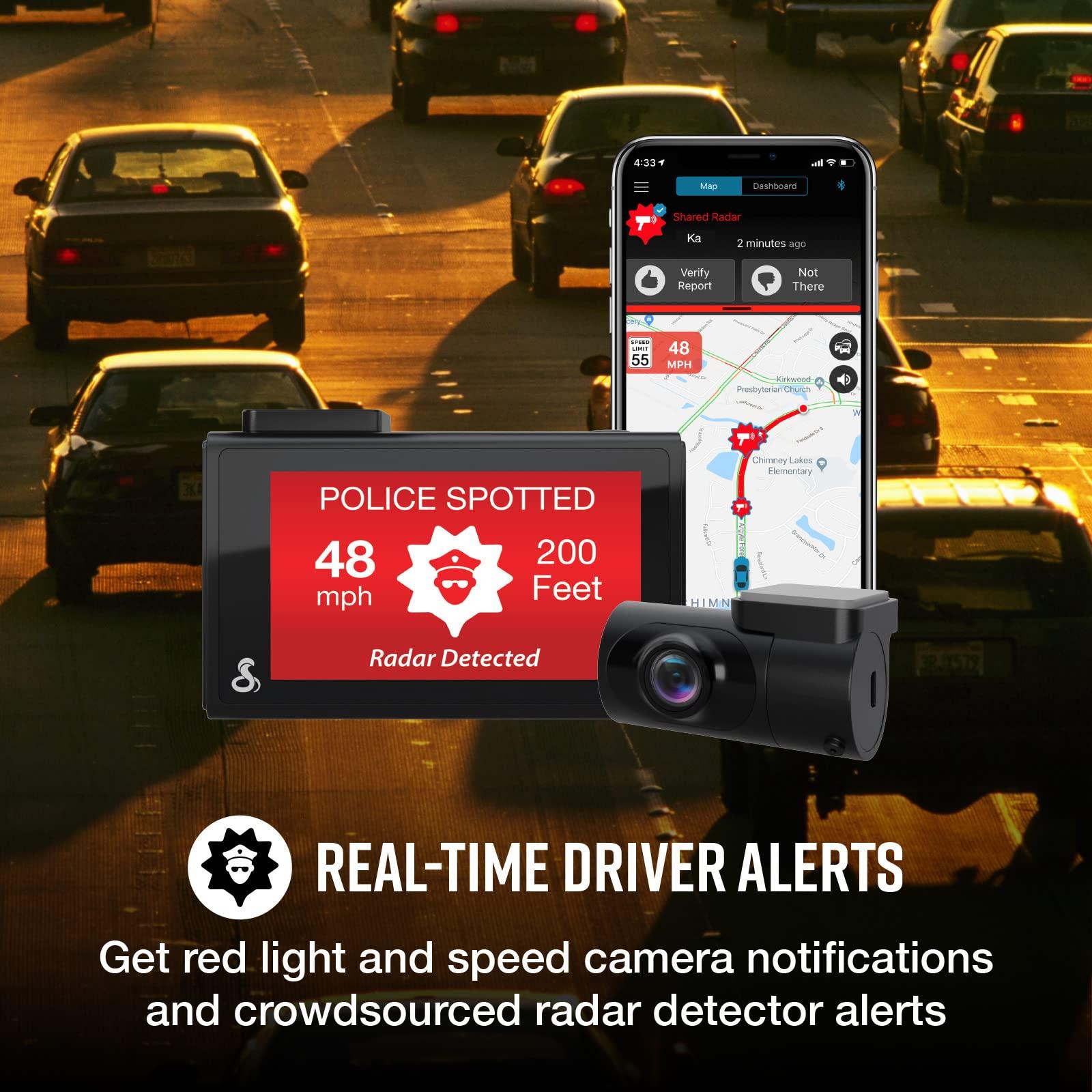 Cobra Cobra Smart Dash Cam + Rear Cam (SC 200D) QHD+ 1600P Resolution, Built-in Wi-Fi & GPS, Voice Commands, Live Police Alerts, Incident Reports, Emergency Mayday, Drive Smarter App, 16GB SD Card Incl.