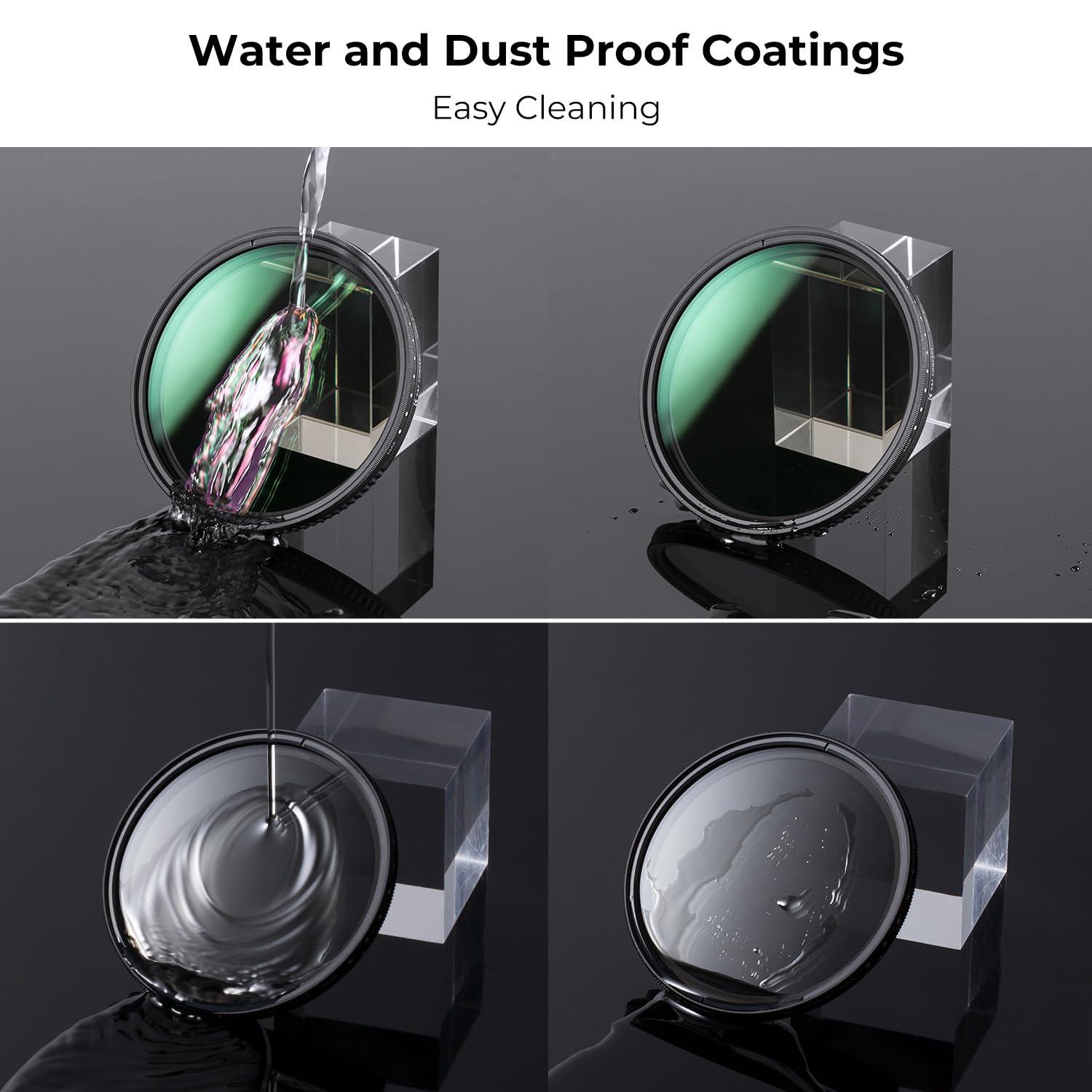 K&F Concept 67mm Variable ND2-400 & Filter Cap Kit, 1-9 Stops Variable Neutral Density TPU Lens Filter Cap Set