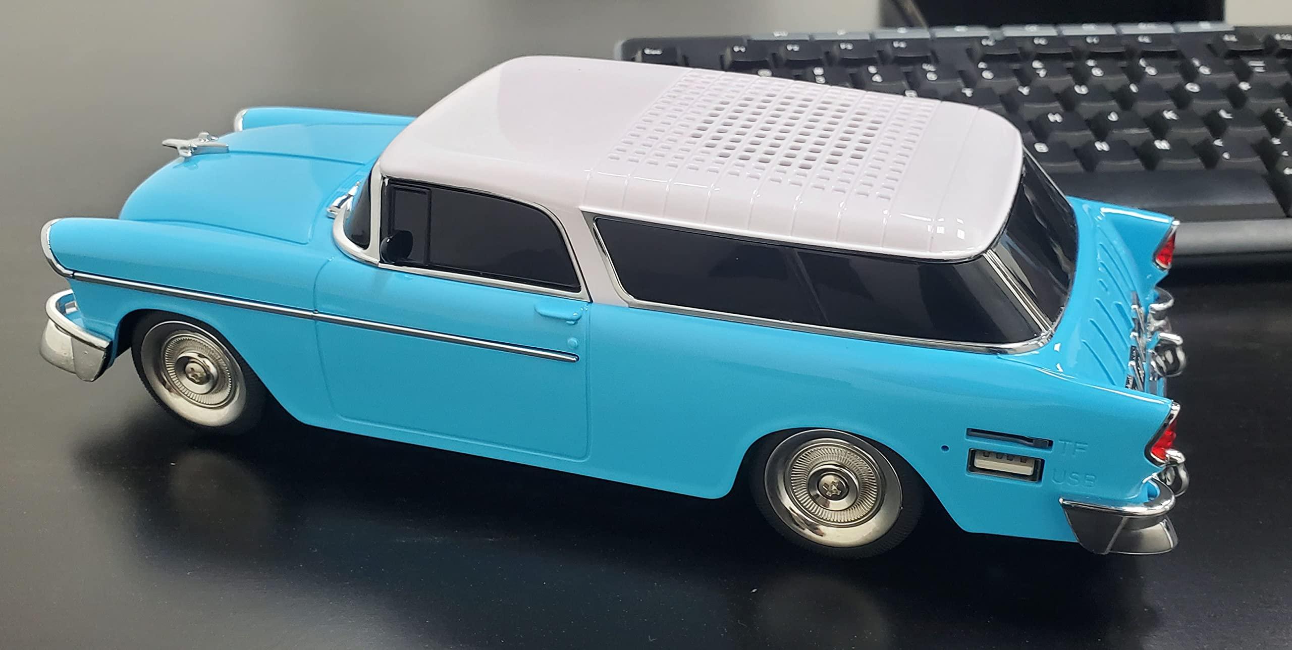 Audiobox Audiobox 1955 Bel Air Retro Ride Bluetooth Car Speaker & FM Radio | with USB, SD, AUX Input for Office, Home, Garage (Blue)