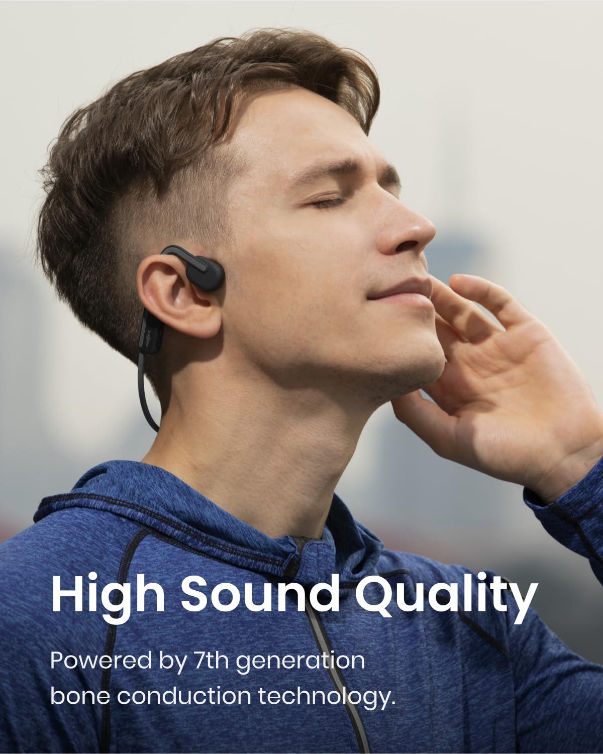 SHOKZ SHOKZ OpenMove - Open-Ear Bluetooth Sport Headphones - Bone Conduction Wireless Earphones - Sweatproof for Running and Workouts, with Sticker Pack (Grey) (Renewed)