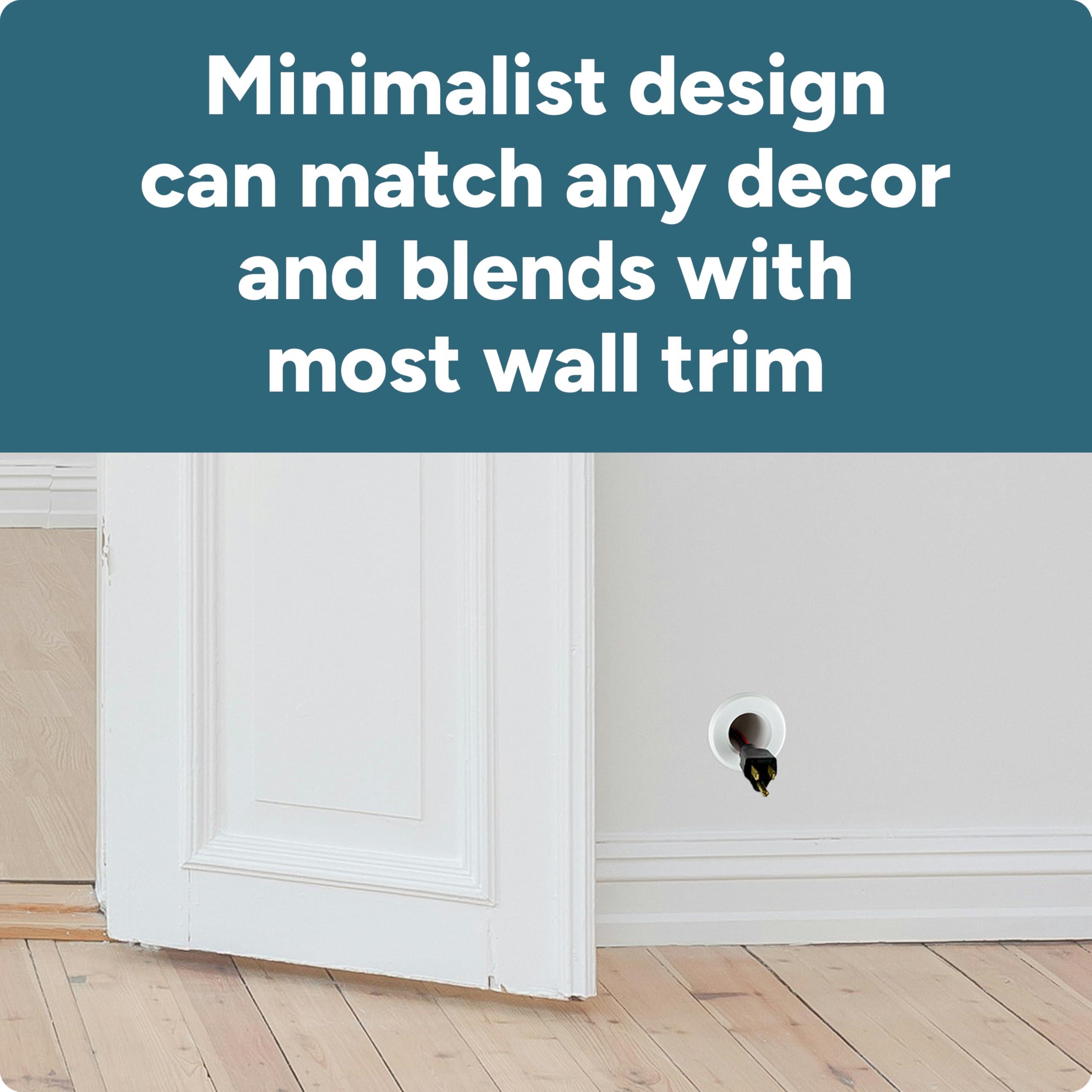 matterform Cable Pass Through Wall Port | Fits Cable Sizes up to 3-Prong Plug | Compatible with 3 5/8 - 5 1/4 Wall Thickness | Provides Solid Channel Through Wall (White)