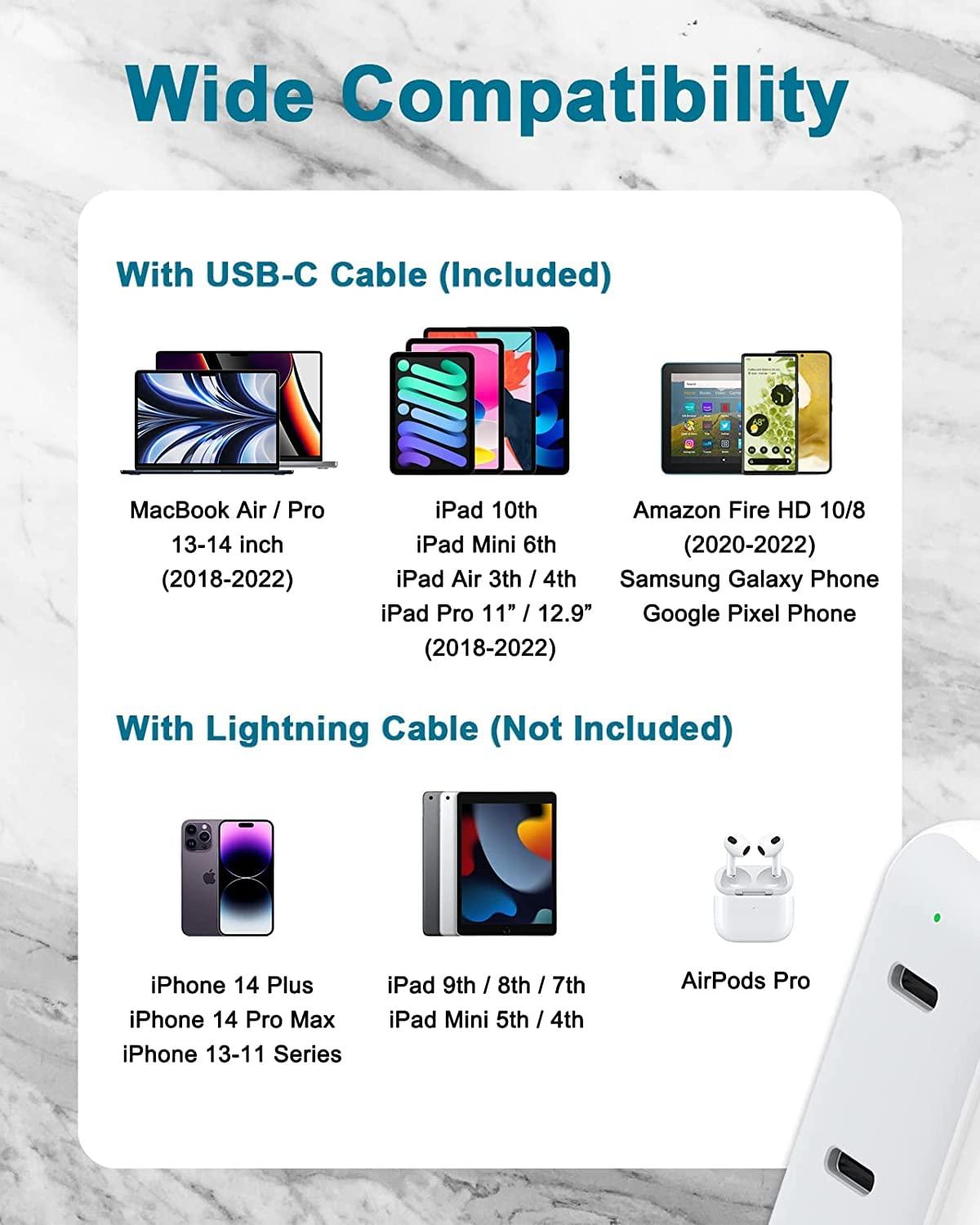 IFEART Charger for MacBook Air MacBook Pro 13 14 15 16 inch 2024 2023 2022 2021 2020 2019, M1 M2 M3, iPad Pro Air Mini, iPhone 15 Pro Max Plus, 67W Dual Port USB C Power Adapter, 6.6FT USB-C Charging Cable