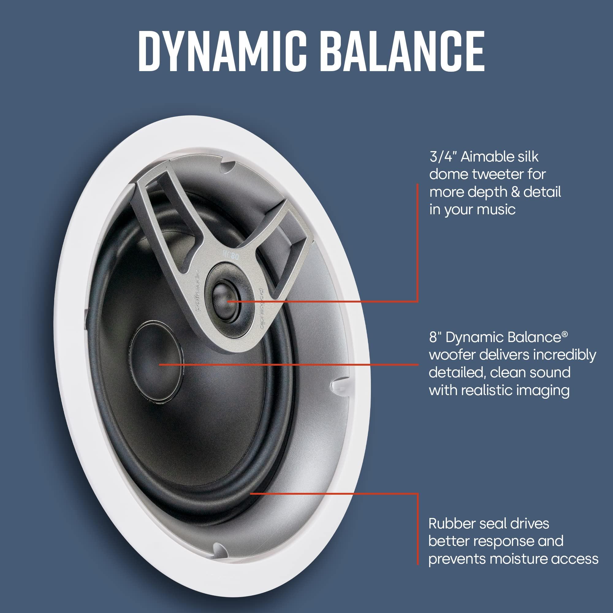Polk Audio Polk Audio MC80 2-Way In-Ceiling 8" Speakers, 4 Pack | White, Paintable-Grille | Moisture Resistant for Damp & Humid Areas | 8 Ohms, 92 dB Sensitivity, 50-20,000 Hz Frequency Response