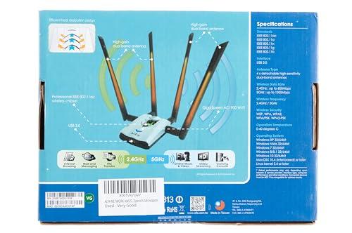 ALFA Network ALFA AC1900 WiFi Adapter - 1900 Mbps 802.11ac Long-Range Dual Band USB 3.0 Wi-Fi Network Adapter w/4x 5dBi External Dual-Band Antennas, TAA Compliant