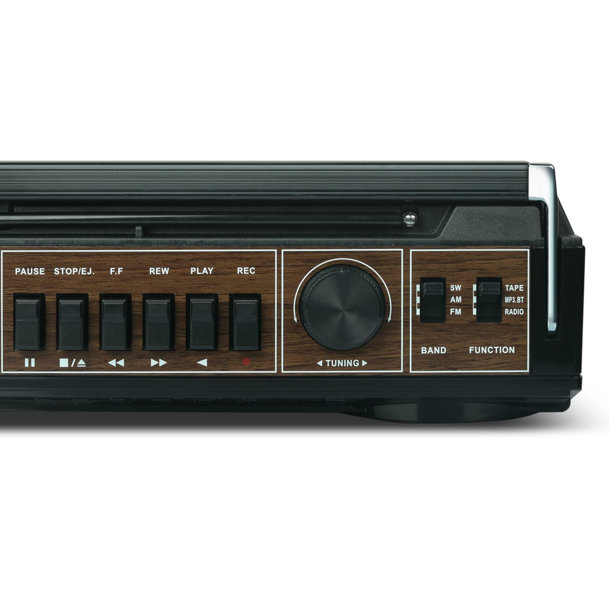 Audiobox AudioBox RXC-25BT Retrobox 2 Way Speaker System Boombox w/Bluetooth Connectivity, AM/FM/SW, USB and SD Card Connection, & Cassette Player, Black