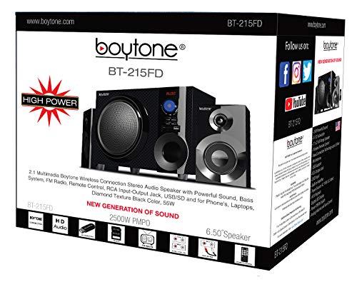 Boytone Boytone BT-210FD, Ultra Wireless Bluetooth Main unit, Powerful Sound with Powerful Bass System 30 watt, Excellent Quality Clear Sound & FM radio, with Remote Control Aux Port, SB/SD/ for Smartphone\'s , Tablets , Desktop Computers , Laptops ,Black Co