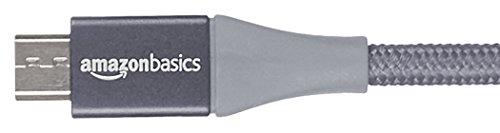 Amazon Basics Amazon Basics Micro USB to USB-A 2.0 Fast Charging Cable, Nylon Braided Cord, 480Mbps Transfer Speed, 6 Foot, Dark Gray