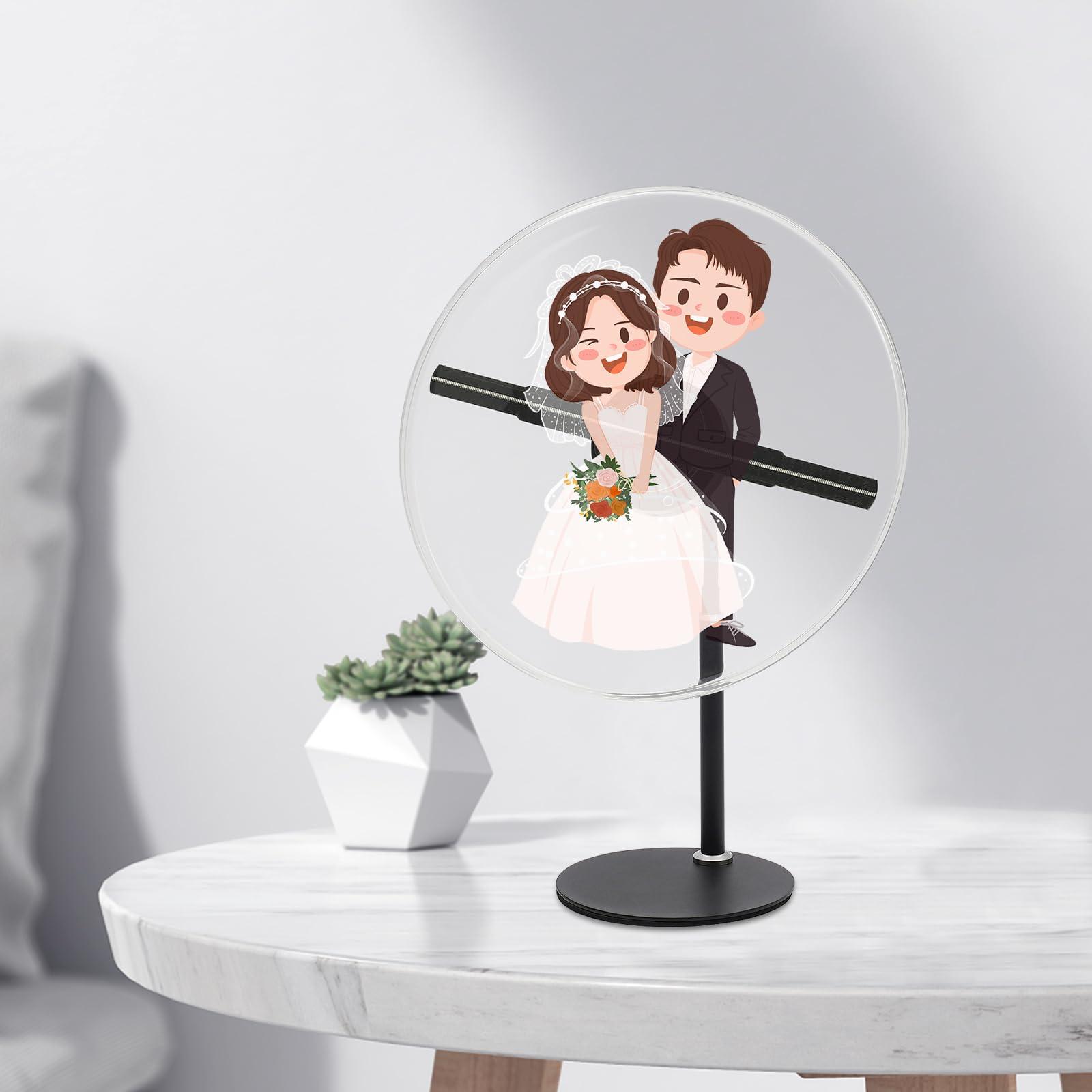 Genseino 3D Hologram Led Fan Display, Halloween Hologram Projector 3D Holographic Projector with Smart Control, 3D Advertising Hologram Fan with16GB Large-Capacity for Business Store Shop Bar, 12 in