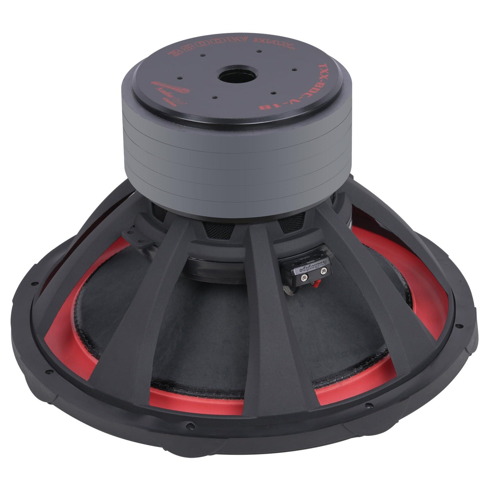 Audiopipe Audiopipe 18" Quad Stack Composite Cone Subwoofer (TXX-BDC-V-18), Superior Performance, 3800W, 5 Magnets, BASV Voice Coil, Aluminum Basket, Multi-Connect, Non-Press Paper Cone, 2 * 4 Ohms