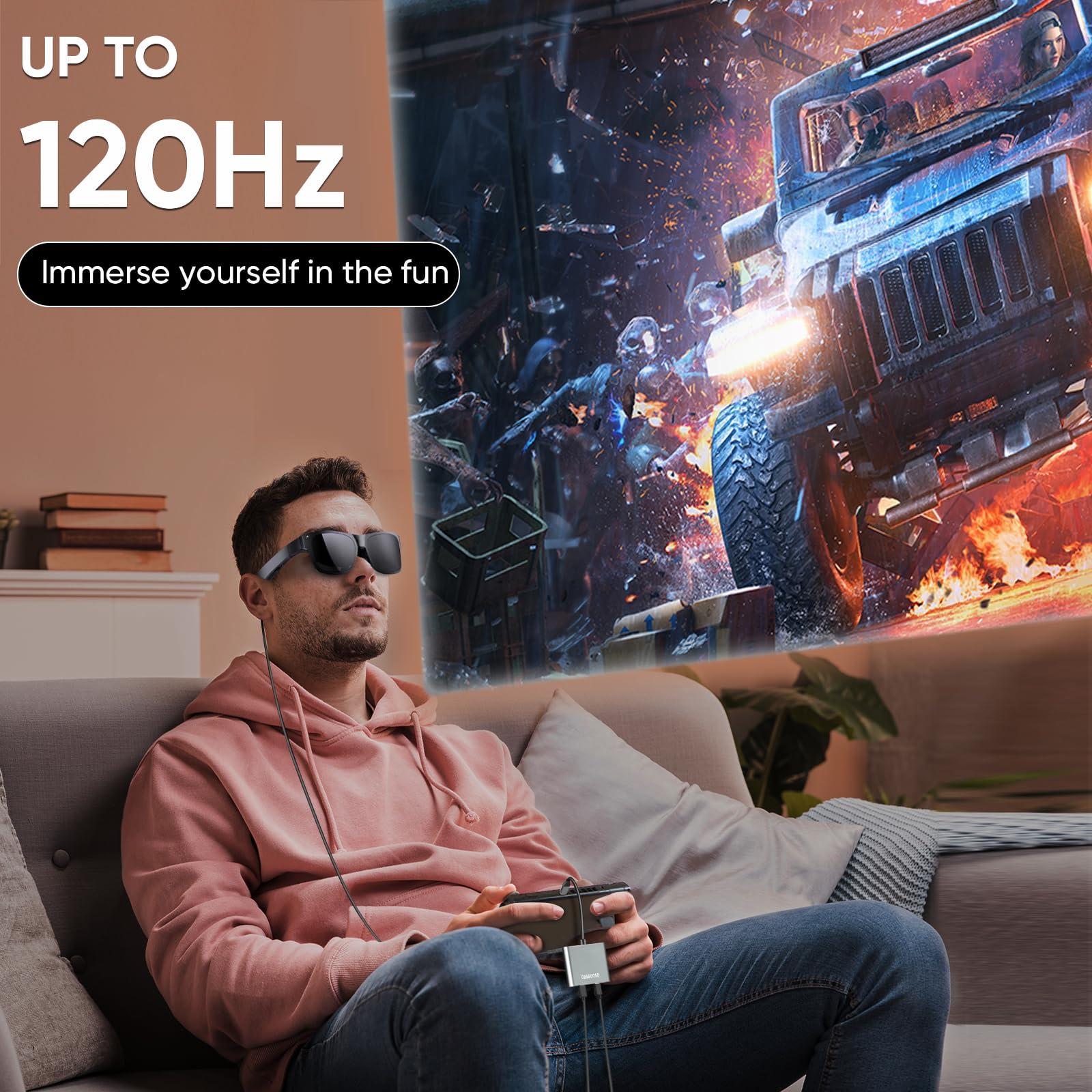 Oassuose USB C to AR Glasses with Charging Adapter,Simultaneously Charge and Play ,Support Up to 100W Fast Charging+8K 60Hz+4K/120/144Hz Compatible Steam Deck, Switch, iPhone15/16 Viture/Rokid/Xreal AR Glasses