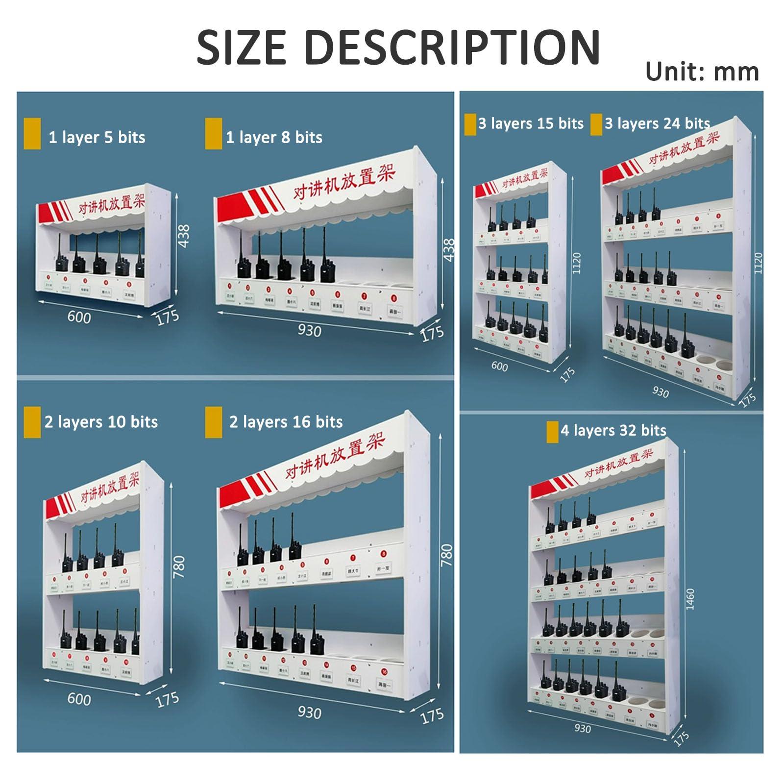 FUDUOSHUNYI FUDUOSHUNYI Universal Walkie Talkie Holder Radio Case, Wall Mounted Radio Microphone Organizer Hanger, Handheld Radio Holder Multi Grids Tool Storage Cabinet