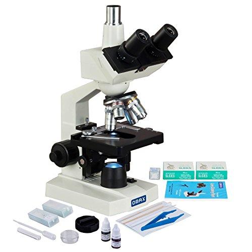 OMAX OMAX 40X-2500X LED Lab Trinocular Microscope + Slide Preparation Kit + Blank Slides + Covers + Lens Paper
