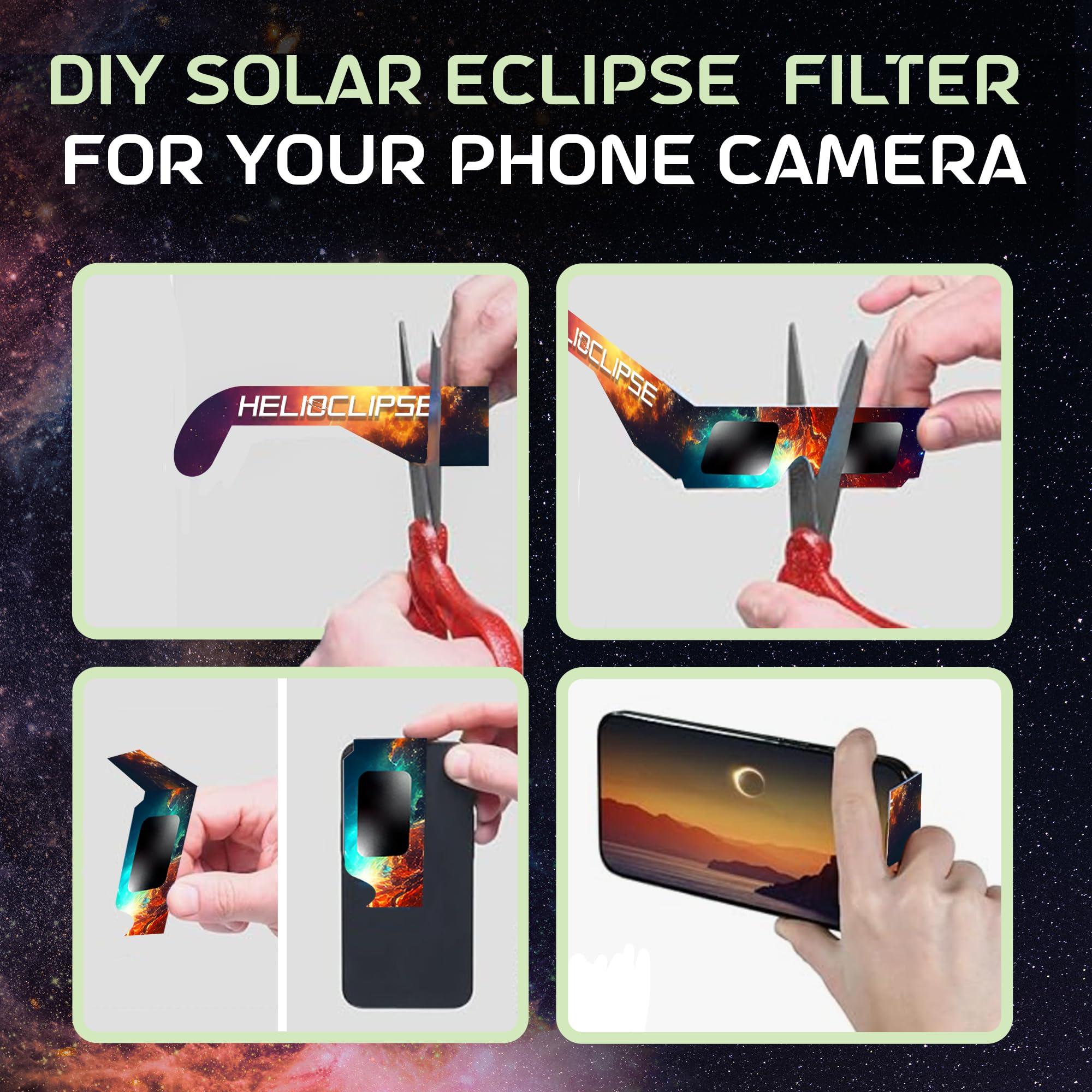 Helioclipse Solar Eclipse Glasses AAS Approved 2024 - [12 Pack] Trusted for Direct Solar Eclipse Viewing - ISO 12312-2 & CE Certified