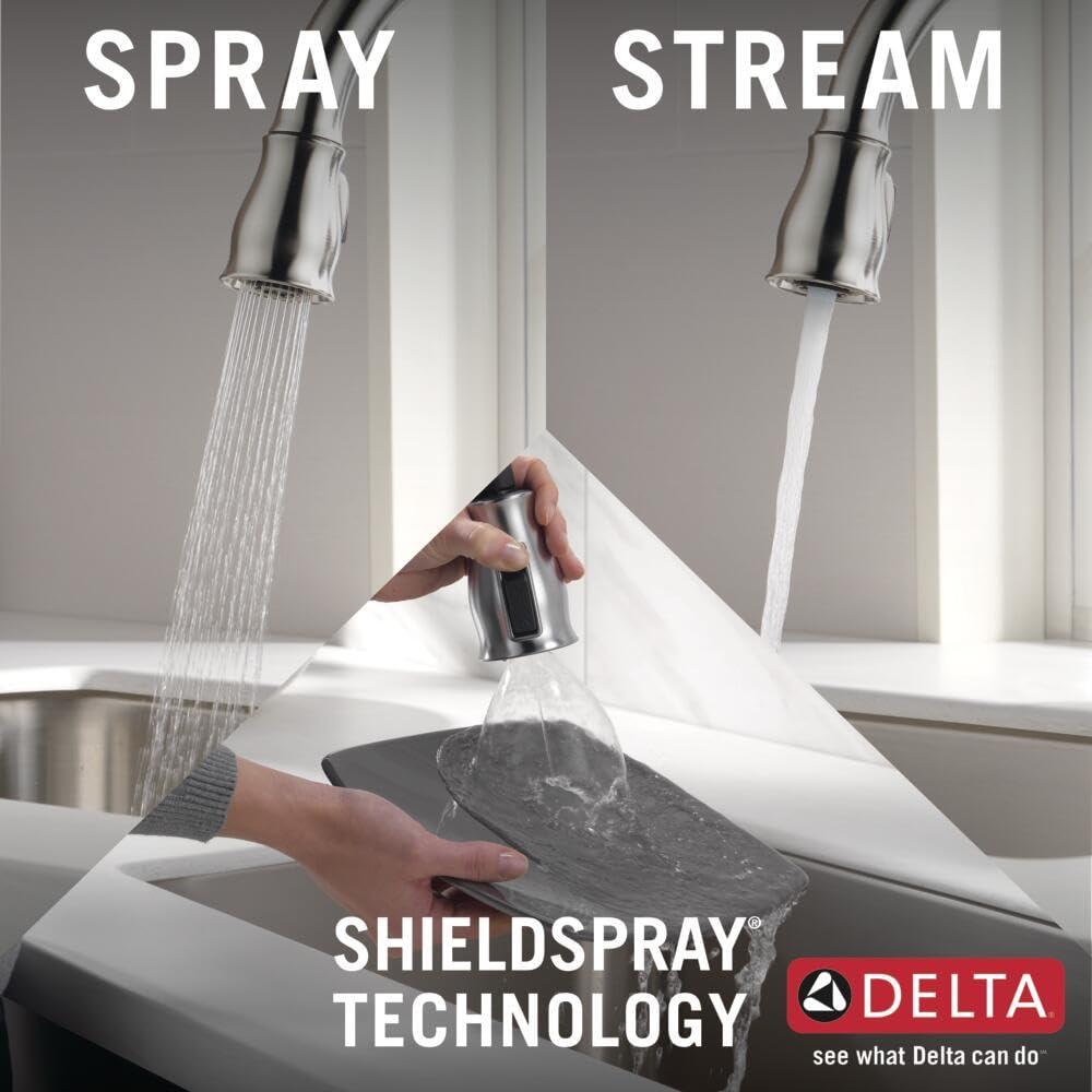DELTA FAUCET Delta Faucet Leland Touch Kitchen Faucet Brushed Nickel, Kitchen Faucets with Pull Down Sprayer, Kitchen Sink Faucet, Touch2O Technology, SpotShield Stainless 9178T-SP-DST, Without Soap Dispenser