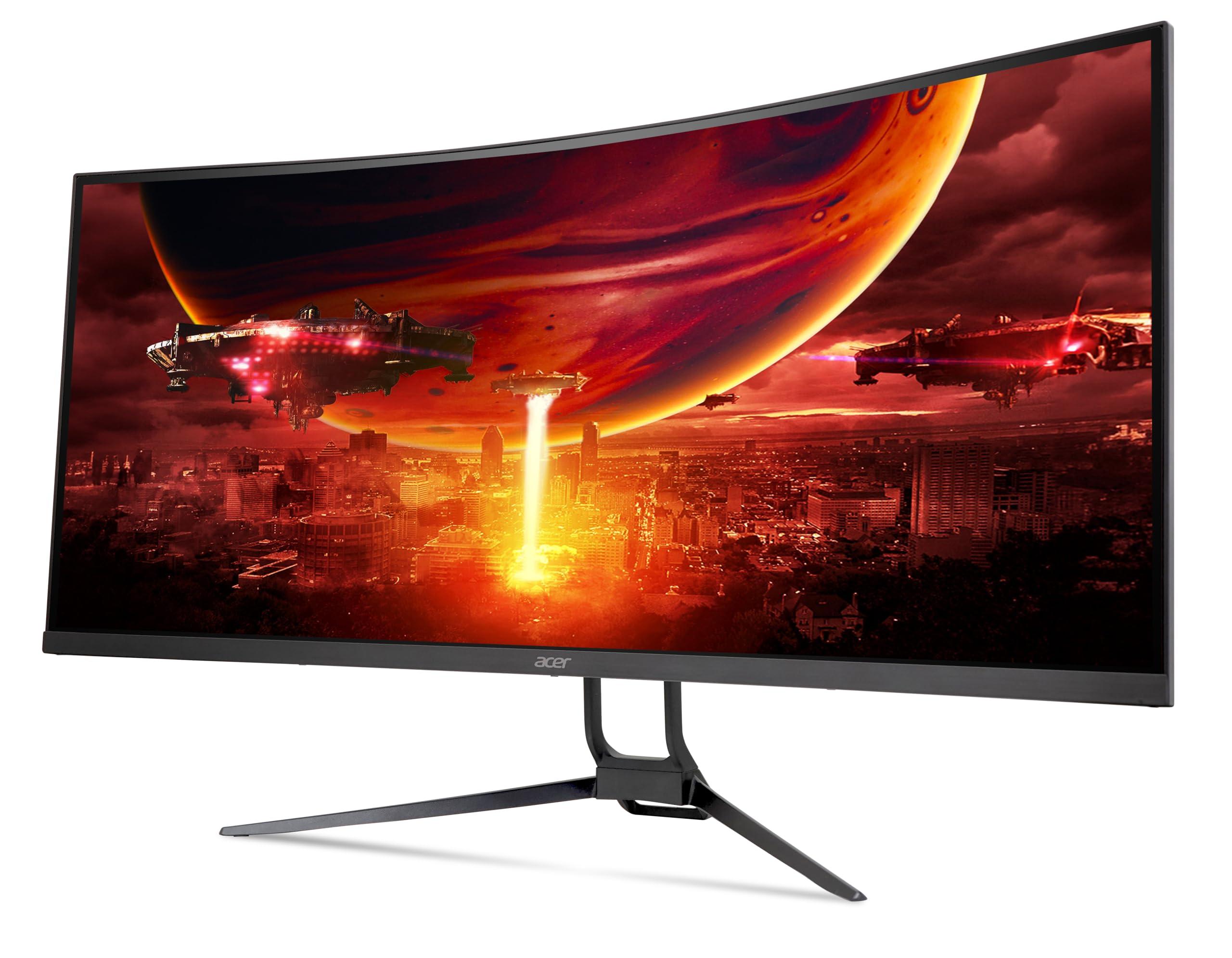 acer Acer Nitro 34 Inch UWQHD 3440 x 1440 1000R Curved PC Gaming Monitor | AMD FreeSync Premium | Up to 180Hz Refresh | Up to 0.5ms | AdobeRGB 90%| Delta E<2 | 1 DP 1.2 & Two HDMI 2.0| EDA343CUR V3bmiippx