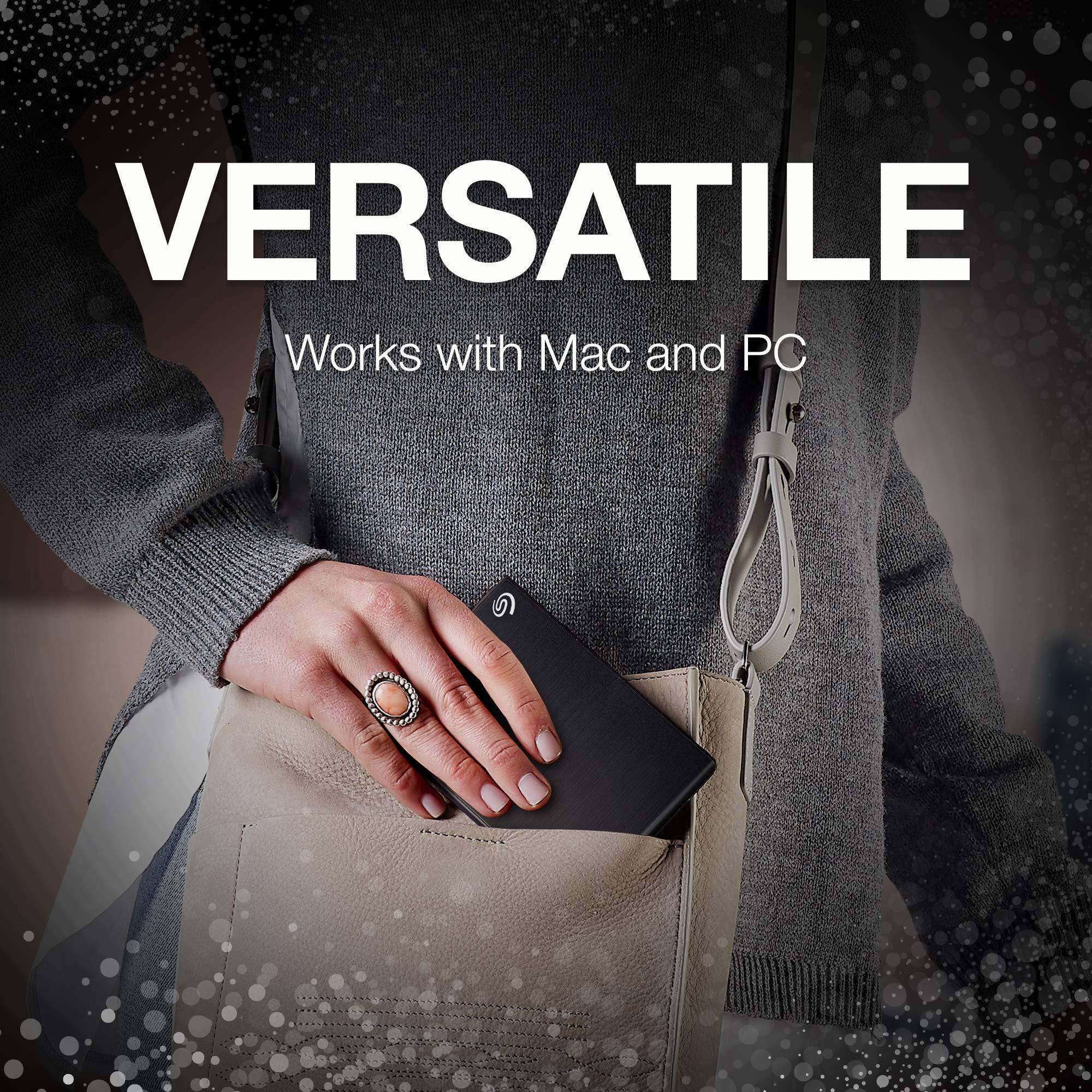 Seagate Seagate Backup Plus Slim 1TB External Hard Drive Portable HDD Black USB 3.0 for PC Laptop and Mac, 1 year Mylio Create, 2 Months Adobe CC Photography (STHN1000400)